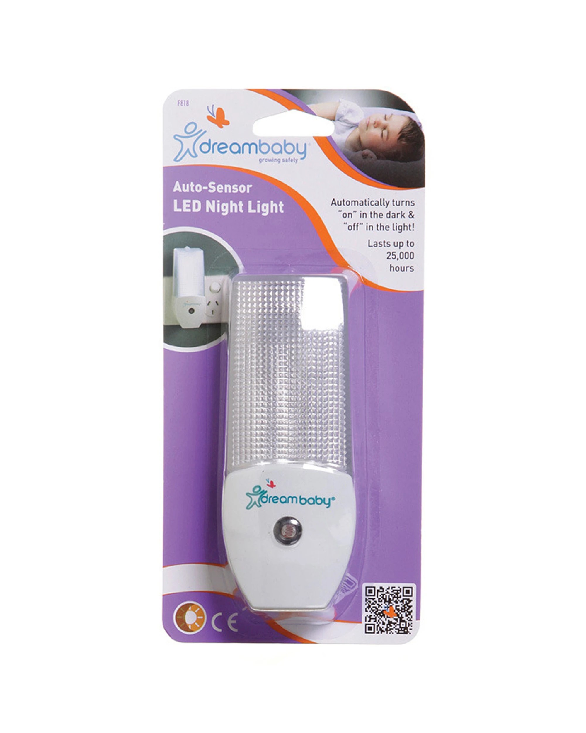 1 Dreambaby Auto Sensor LED Night Light Automatic On Off Soft Glow Nursery Bedroom Safety 1pc - White, 1 of 3