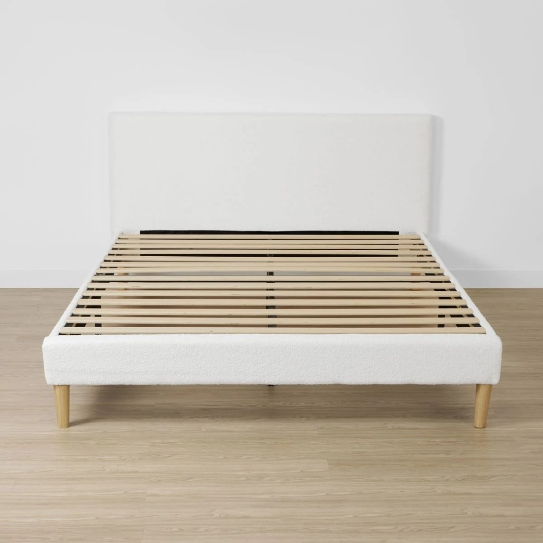 1 Queen Bed Boucle Bed Frame, 1 of 7