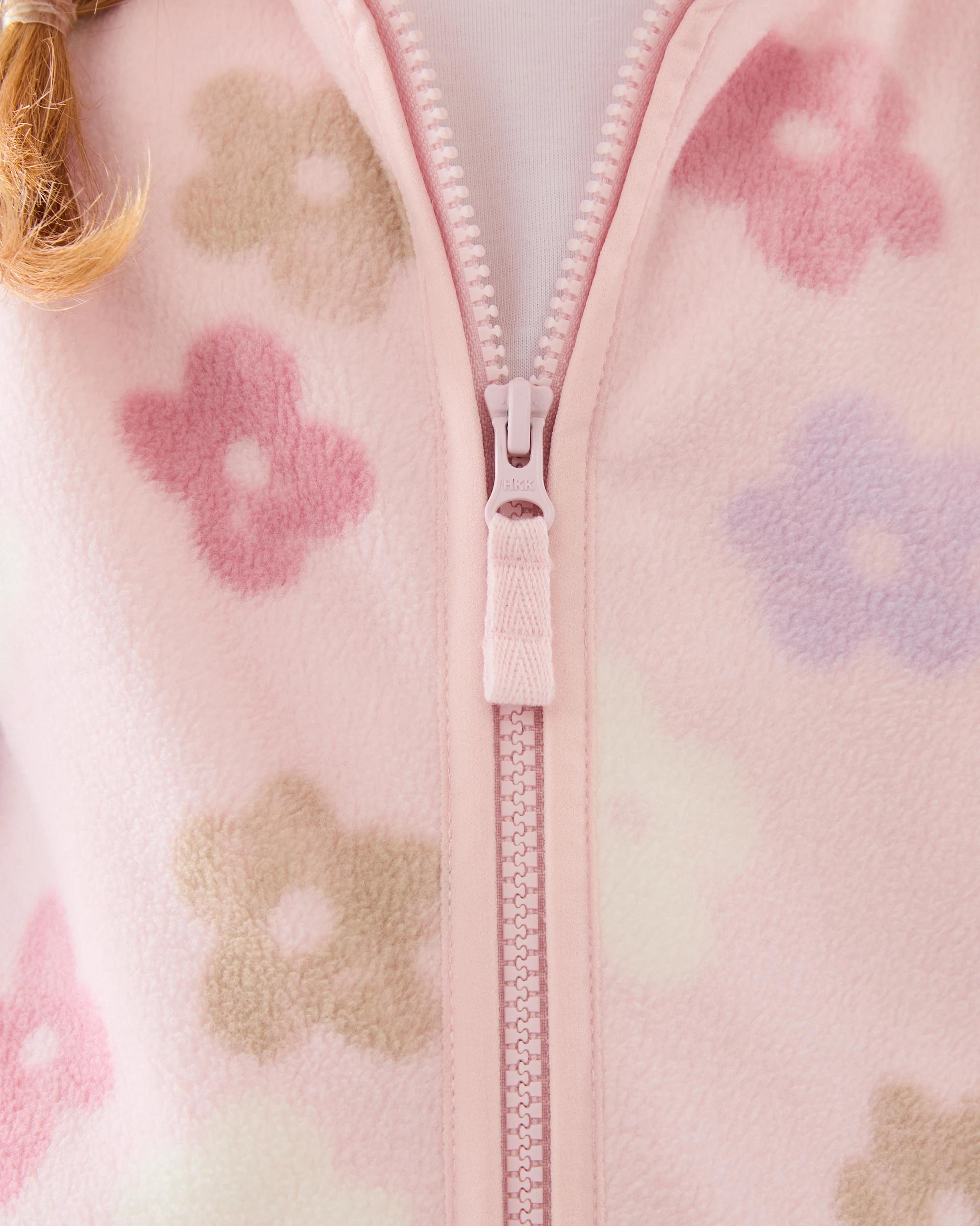 4 Polar Fleece Zip Through Jacket Pink Flwrs, 4 of 7
