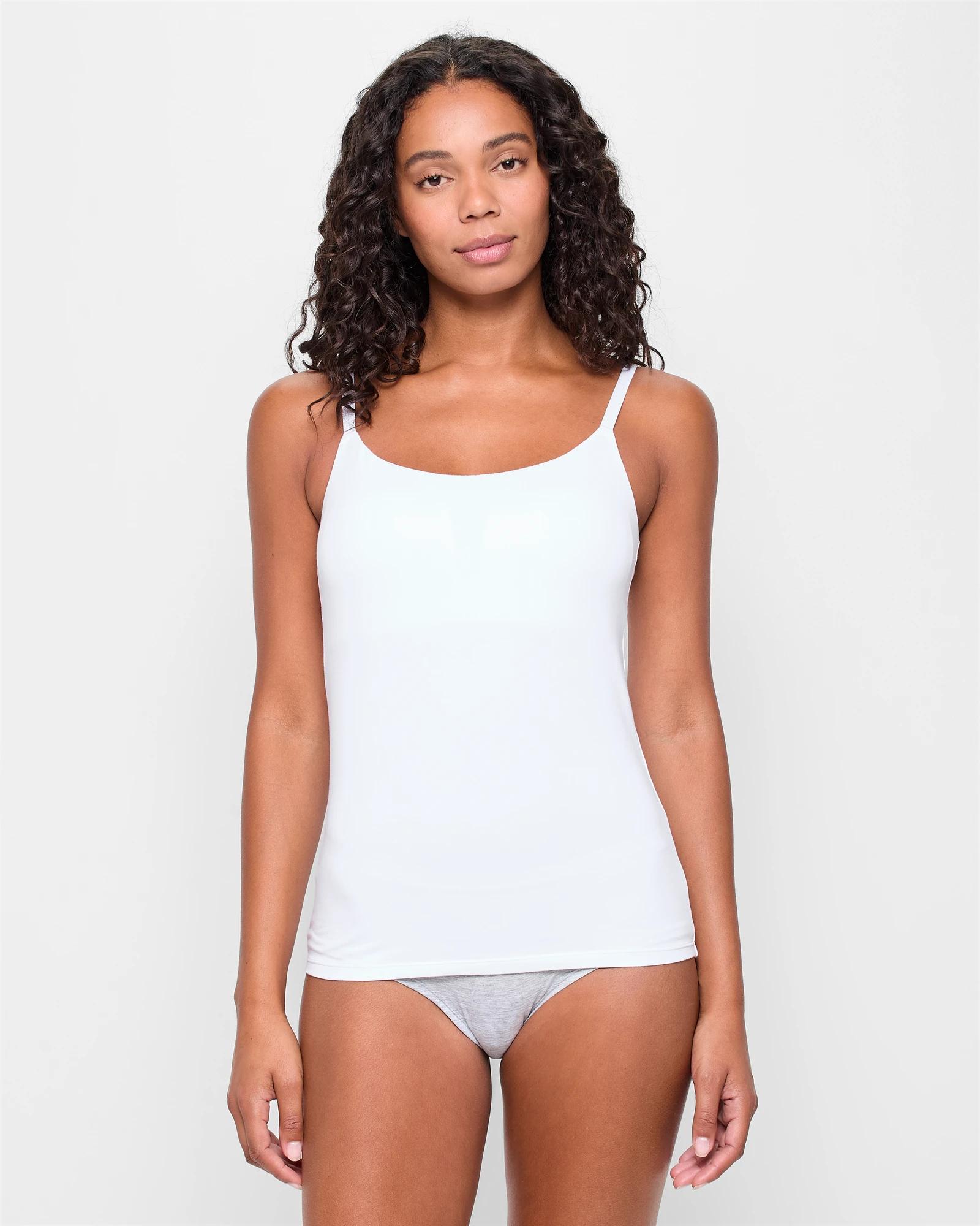 1 Target Woman Australian Cotton Blend Shelf Bra Cami WHITE, 1 of 4