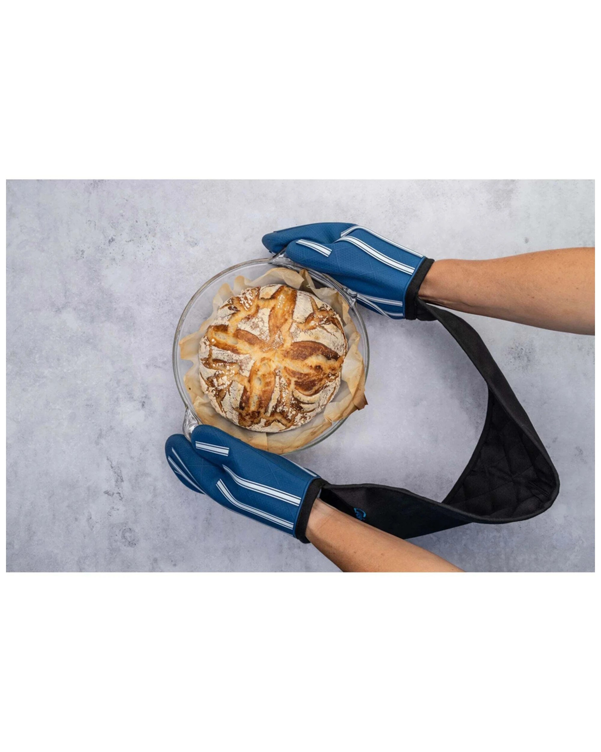 3 Cuisena Double Oven Glove Silicone Fabric Heat Resistant 220C Non Slip - Blue, 3 of 5