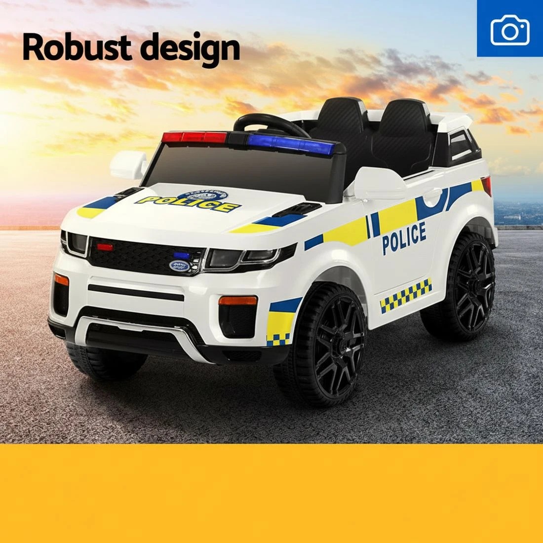 3 Rigo Kids Electric Ride On Patrol Police Car Horn Music Remote - White, 3 of 5
