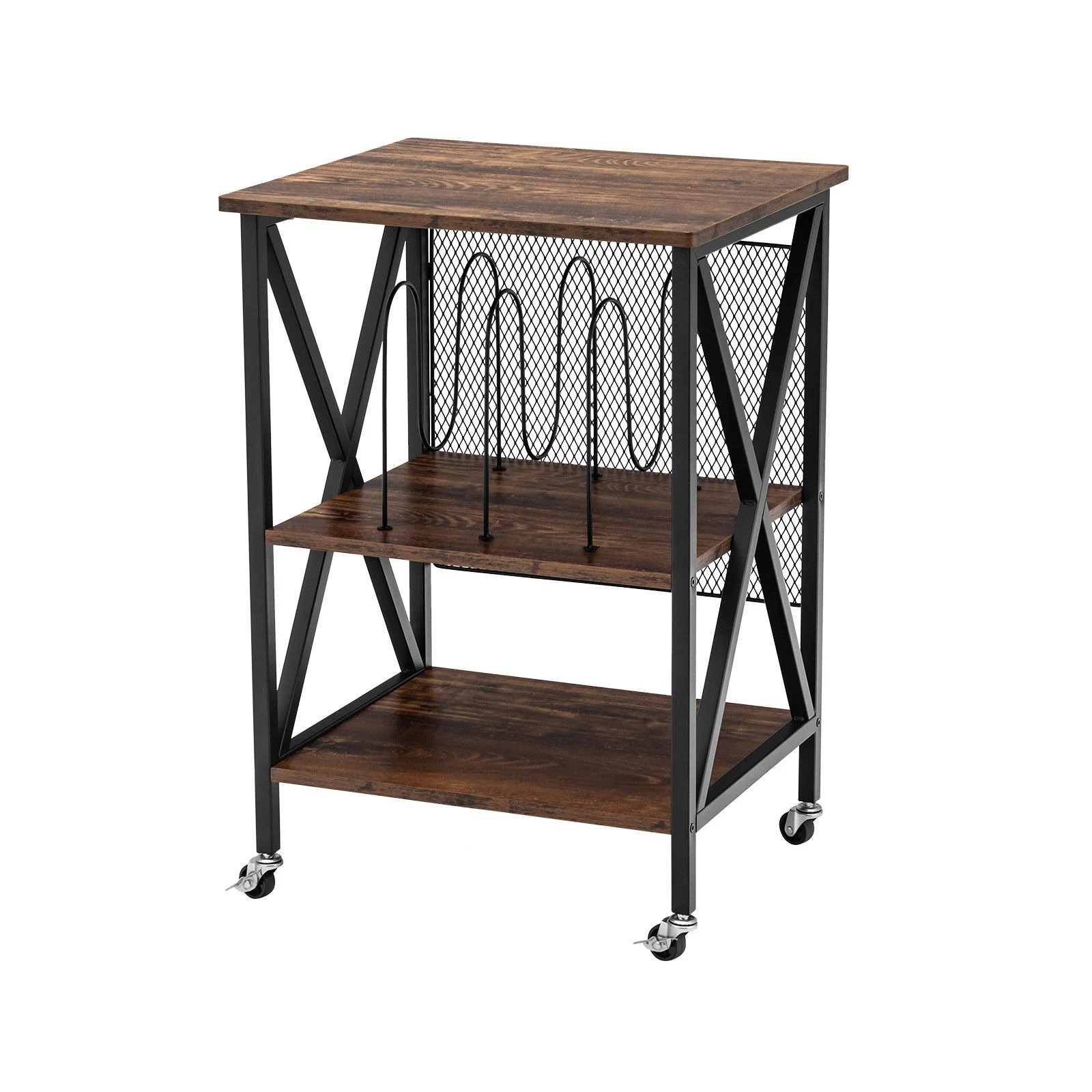 1 Costway Rolling Record Player Stand 3-Tier Side End Table, 1 of 10