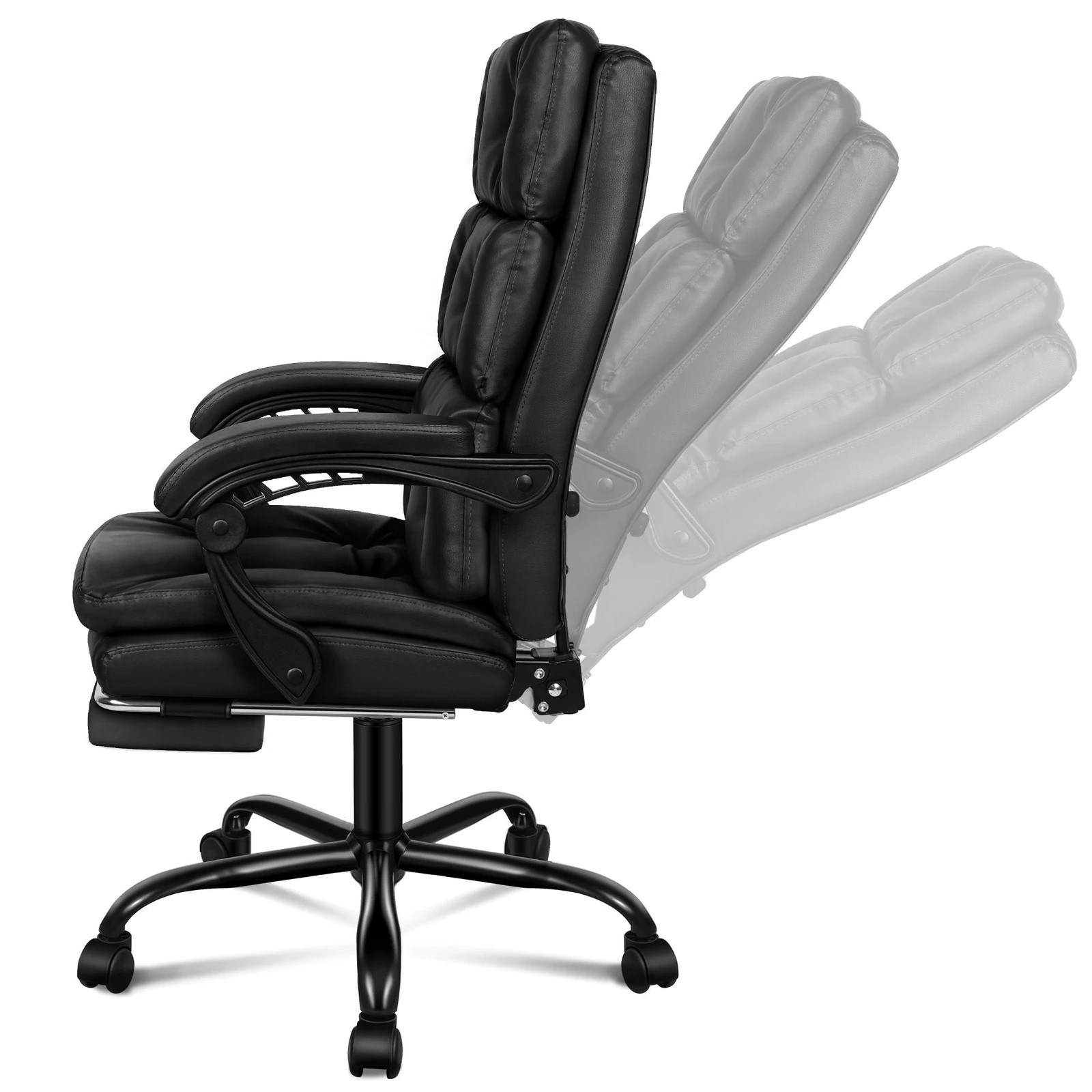 2 Alfordson Office Chair Executive Computer PU Leather Seat Work Recliner Gaming - Black, 2 of 10