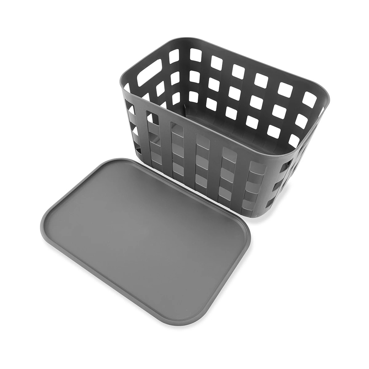 5 18L Rectangle Trellis Basket with Lid - Charcoal, 5 of 9