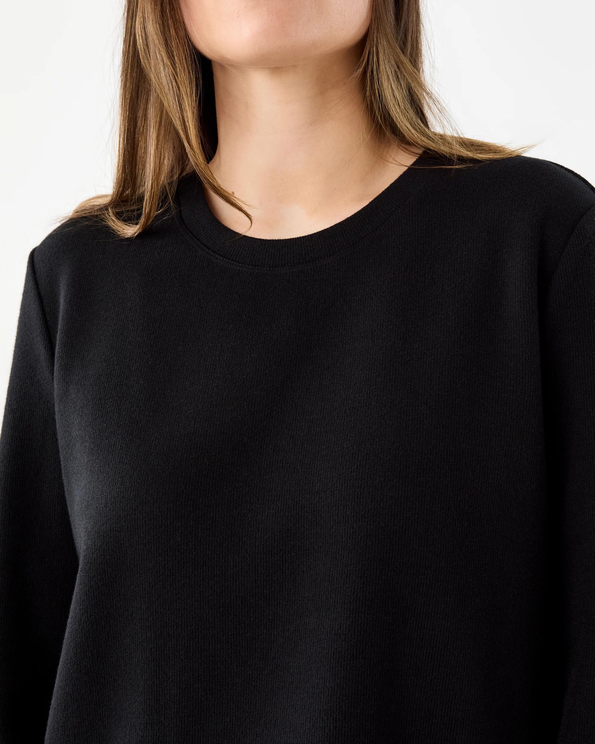 5 Long Sleeve Brushed Lace Trim Top Black, 5 of 7