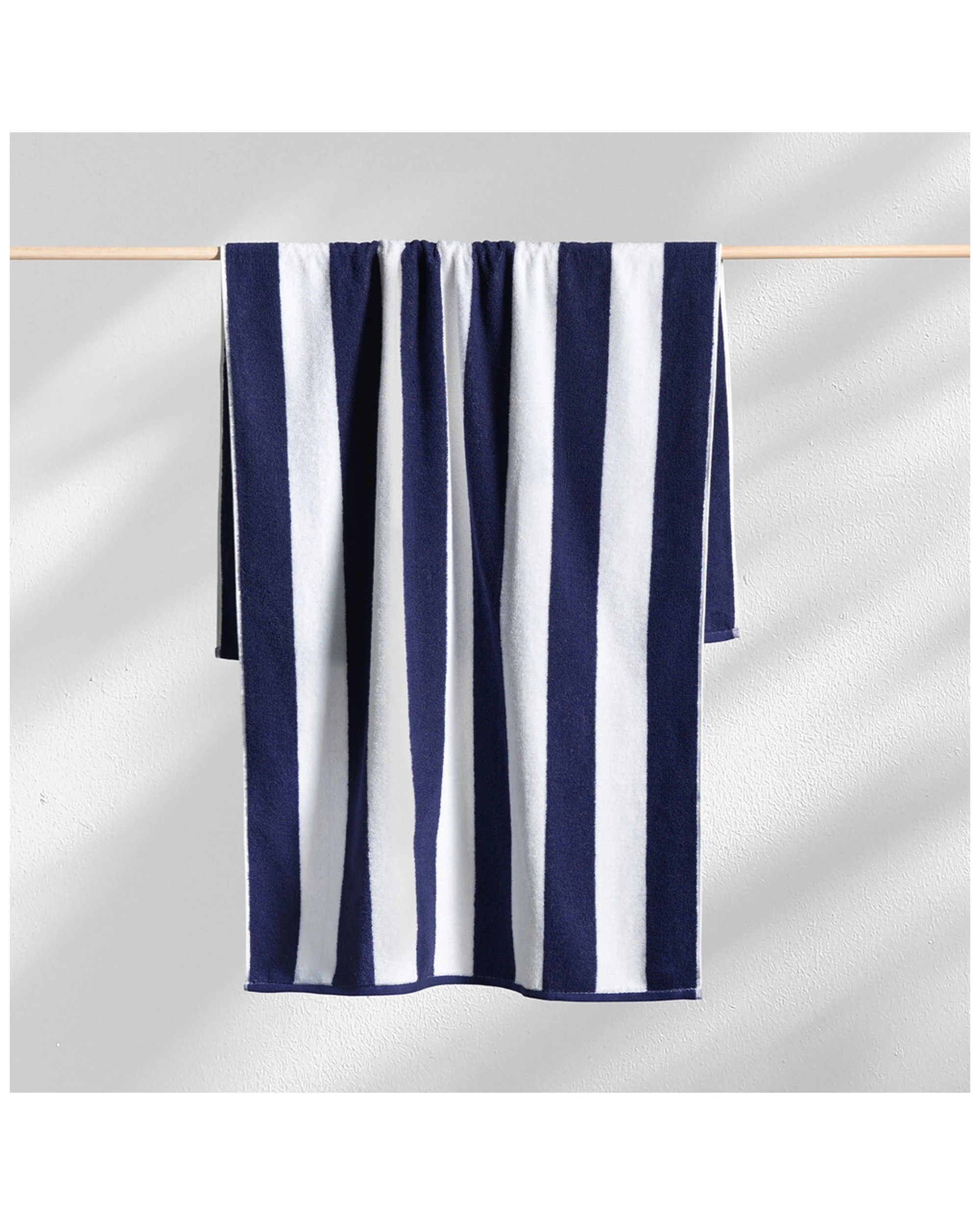 3 Canningvale Striped Cabana 80x160cm Soft Cotton Terry Beach Towel Navy
 - Blue, 3 of 3