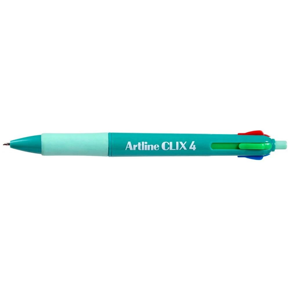1 Artline Clix 4 Colour Retractable Ballpoint Teal Barrel, 1 of 1