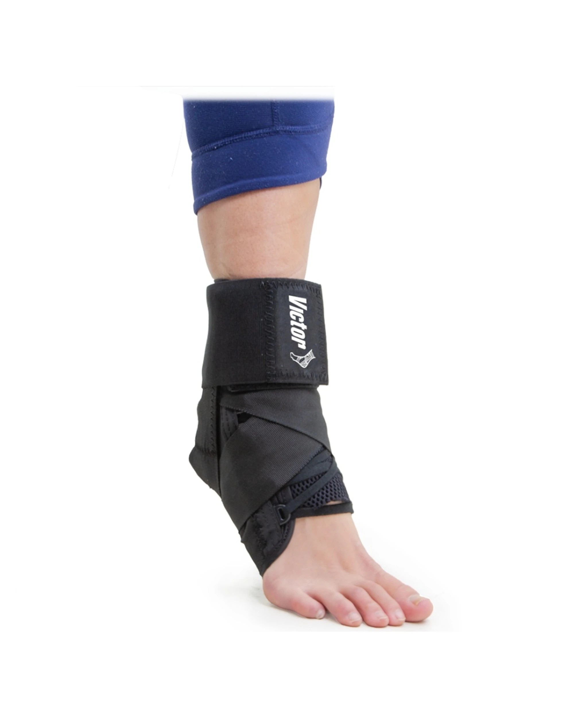 2 Victor Sports Classic Enhanced Ankle Support Brace Universal Fit Lace-Up Medium - Black, 2 of 2