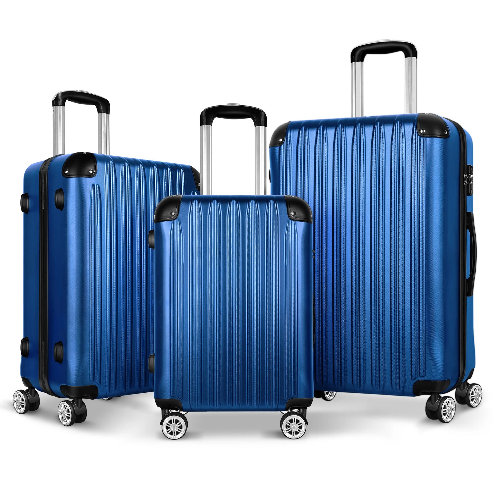 1 Alfordson Luggage 3PCS Set Suitcase ABS+PC Trolley TSA Hard Shell Case - Blue, 1 of 10
