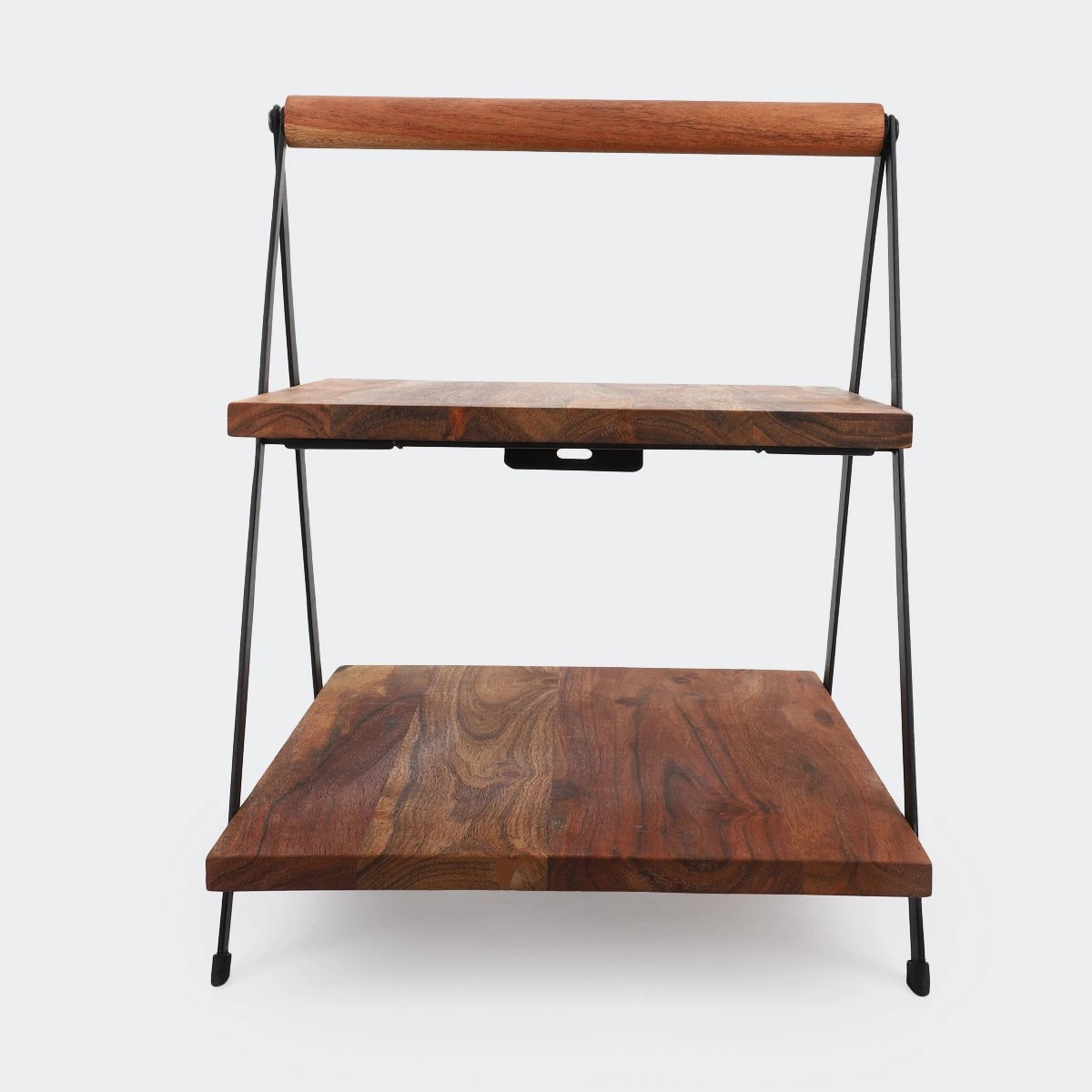 1 2 Tier Acacia Serving Stand, 1 of 8