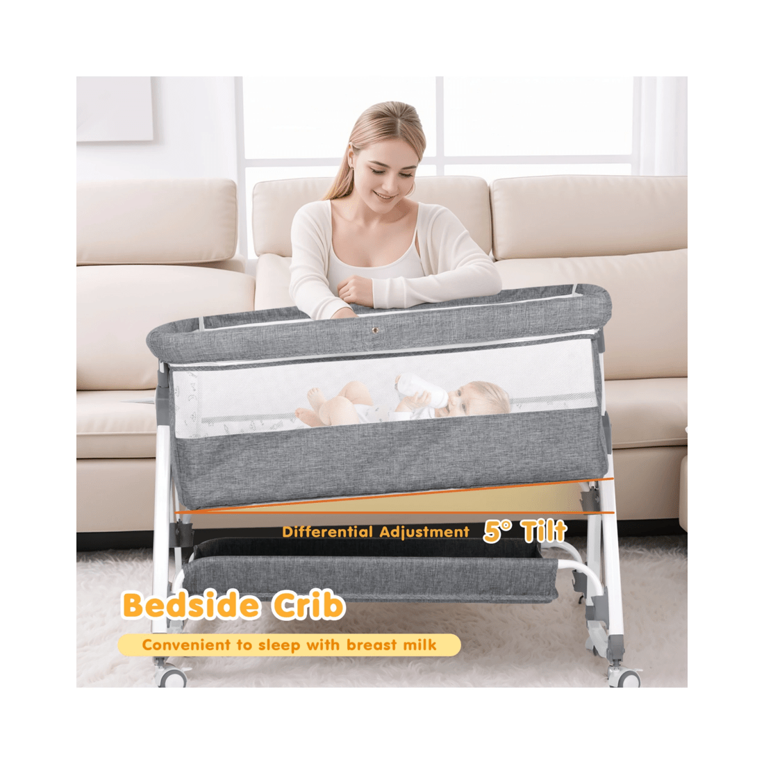 8 Advwin Baby Cot Crib Grey, 8 of 9