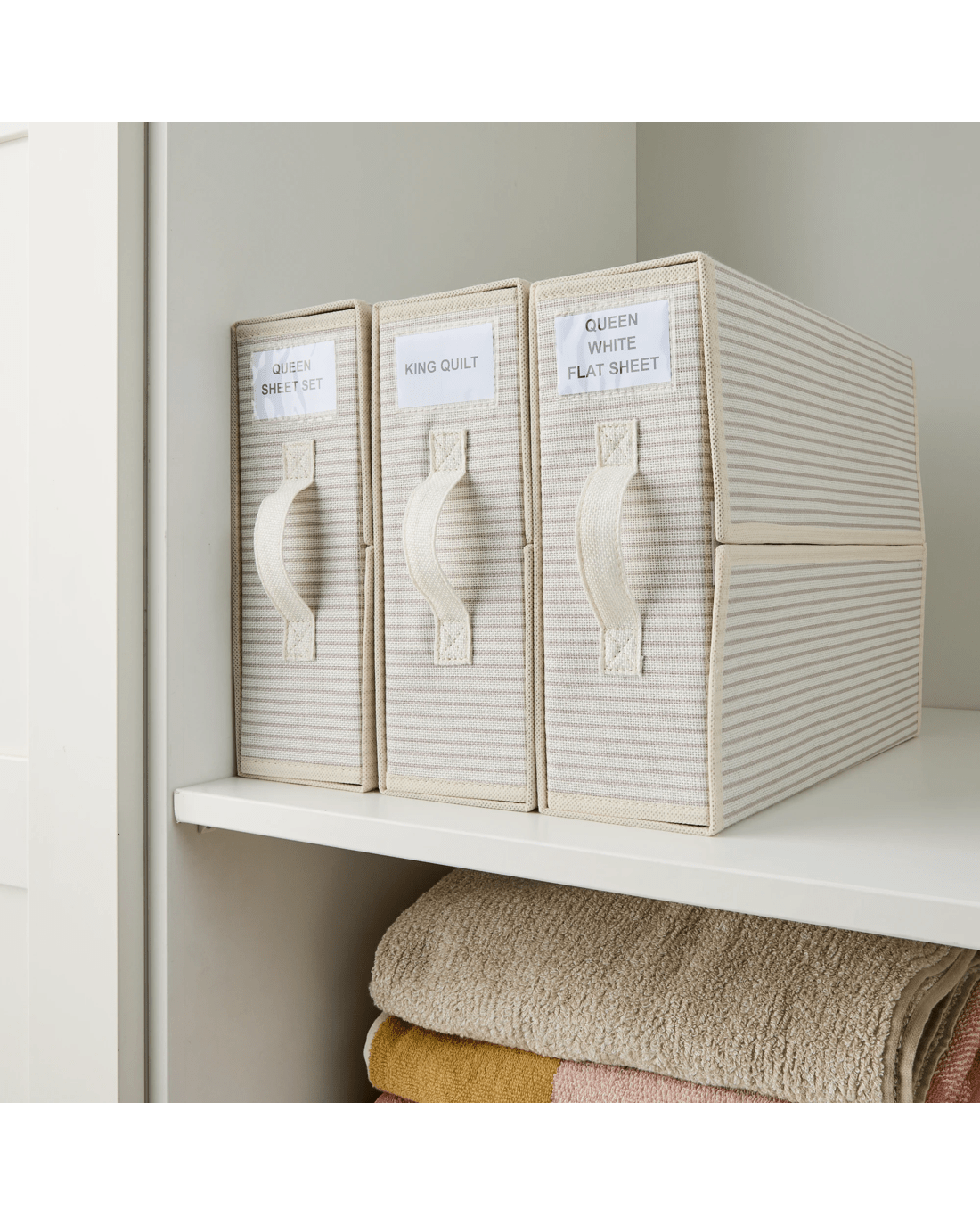 1 Linen Look Bed Linen Box - Stripe, 1 of 10