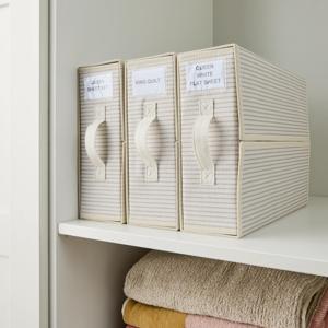 Linen Look Bed Linen Box - Stripe