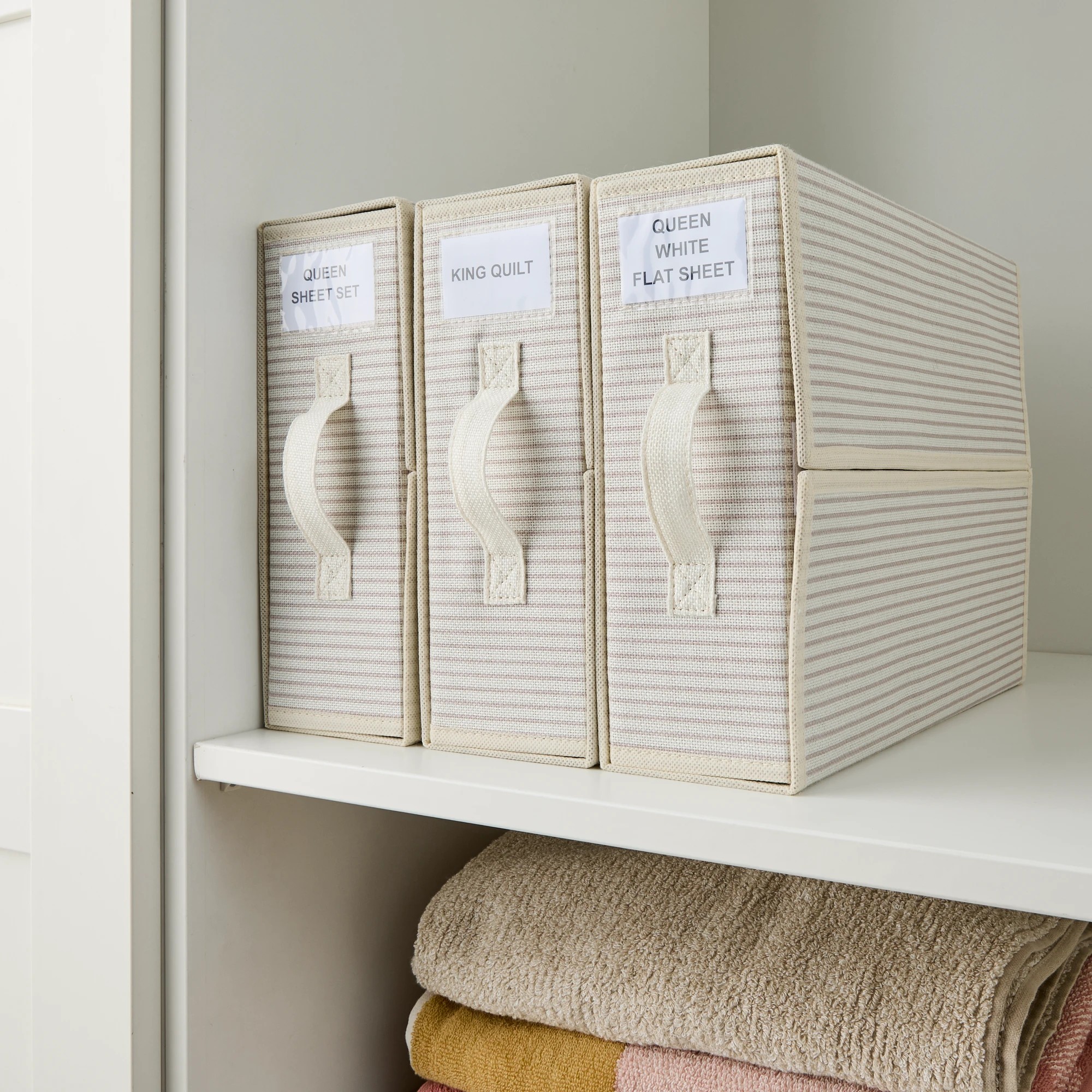 1 Linen Look Bed Linen Box - Stripe, 1 of 10
