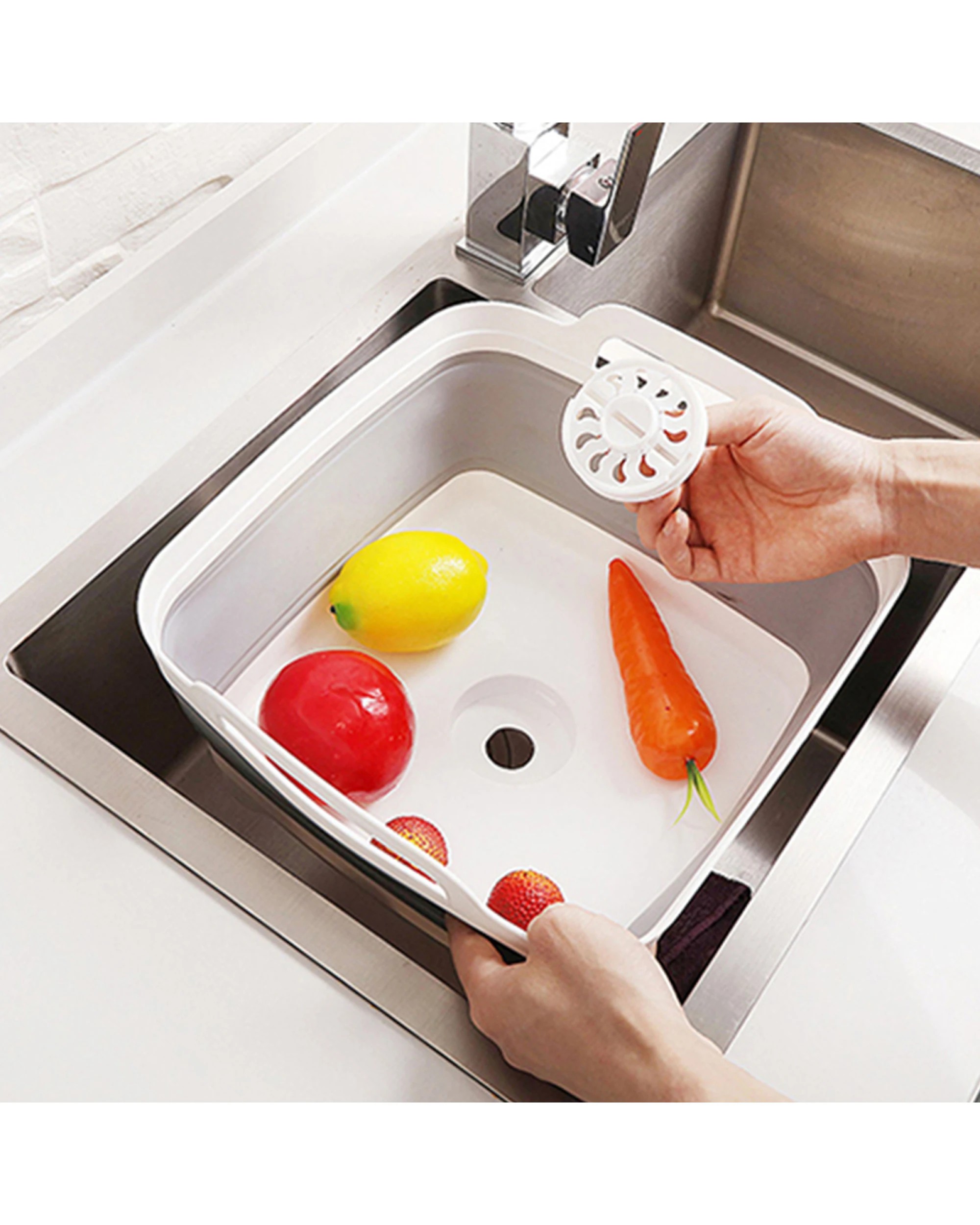 8 BR Home Collapsible Strainer for Fruits and Vegetables - Foldable Storage Basket (Set of 2), 8 of 10