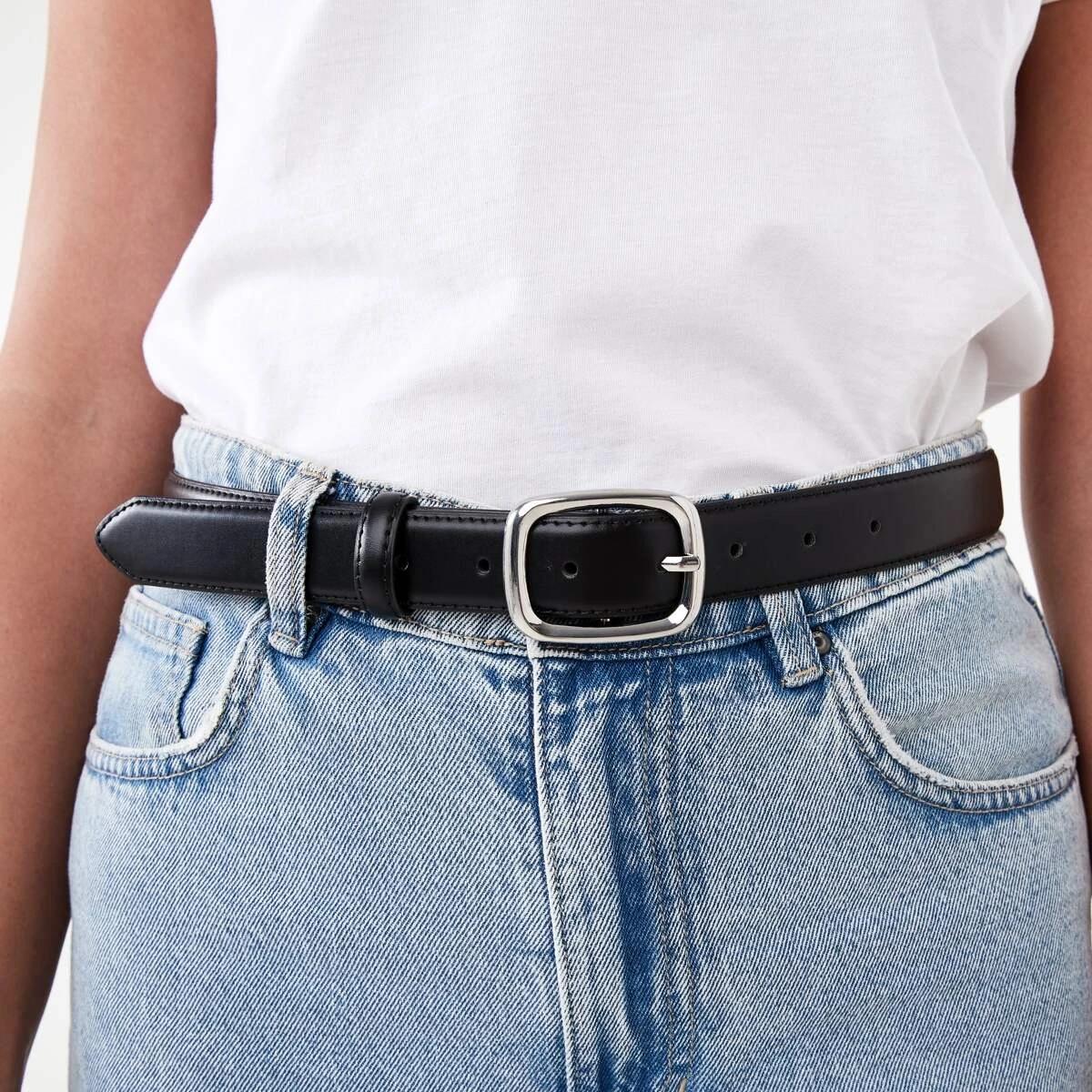 3 Soft Rectangle Jeans Belt BLACK, 3 of 4