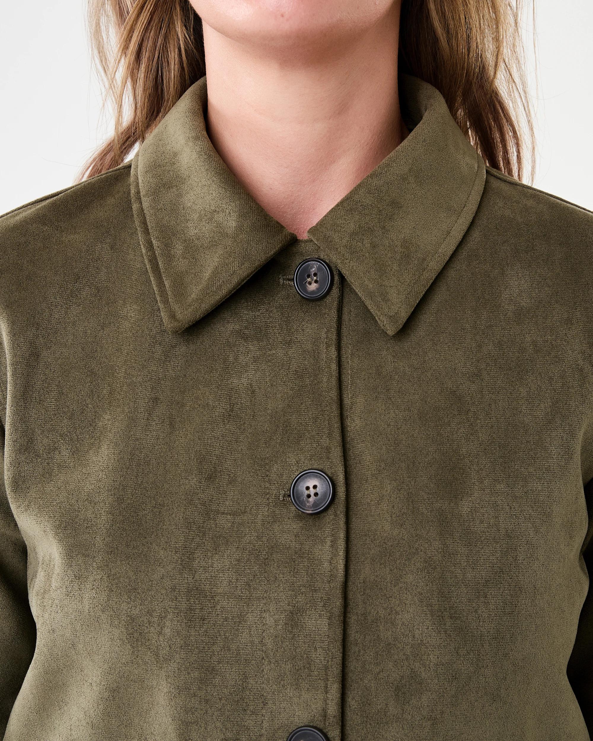 6 Fitted Suedette Jacket Deep Olive, 6 of 9