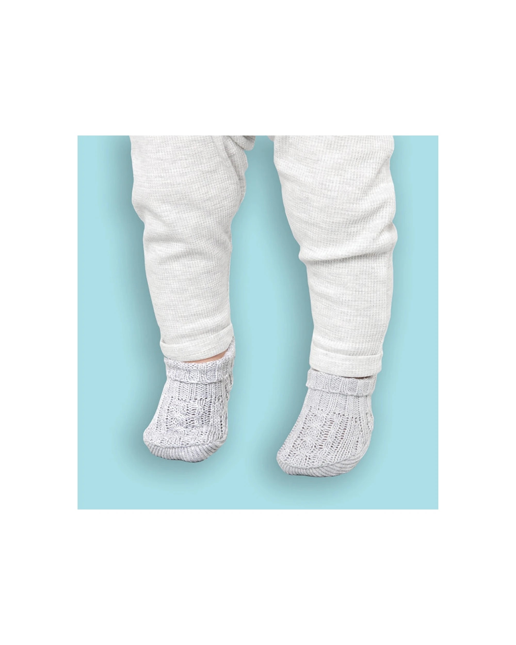 2 Playette Cable Knit Bootie Bundle - 0-6 Months - White, 2 of 3