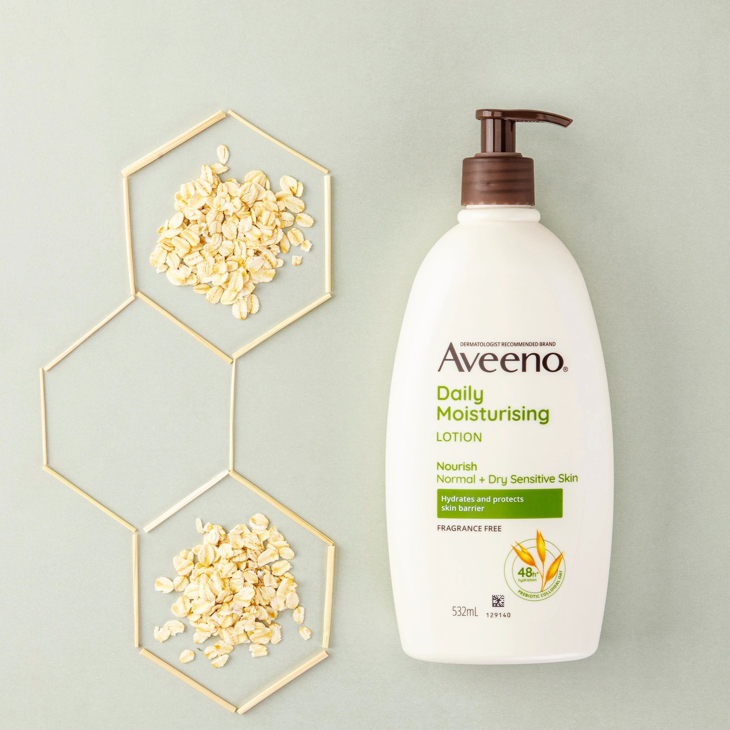 3 Aveeno Daily Moisturising Fragrance Free Body Lotion 532ml, 3 of 4
