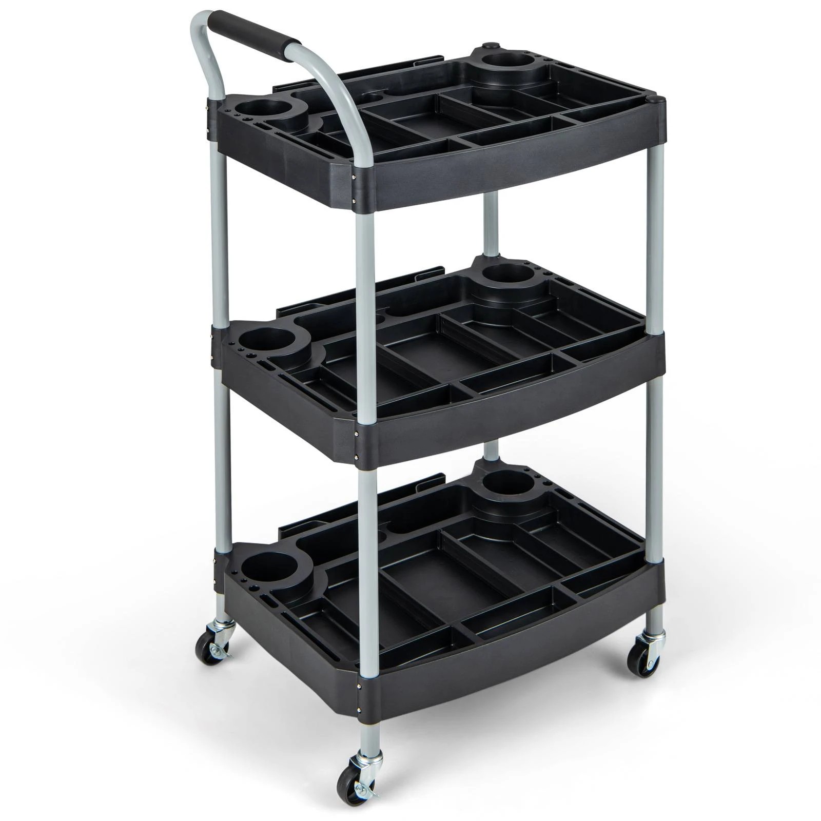 1 Costway 3-Tier Rolling Tool Cart Heavy Duty Utility Cart w/Sponged Handle, 1 of 1