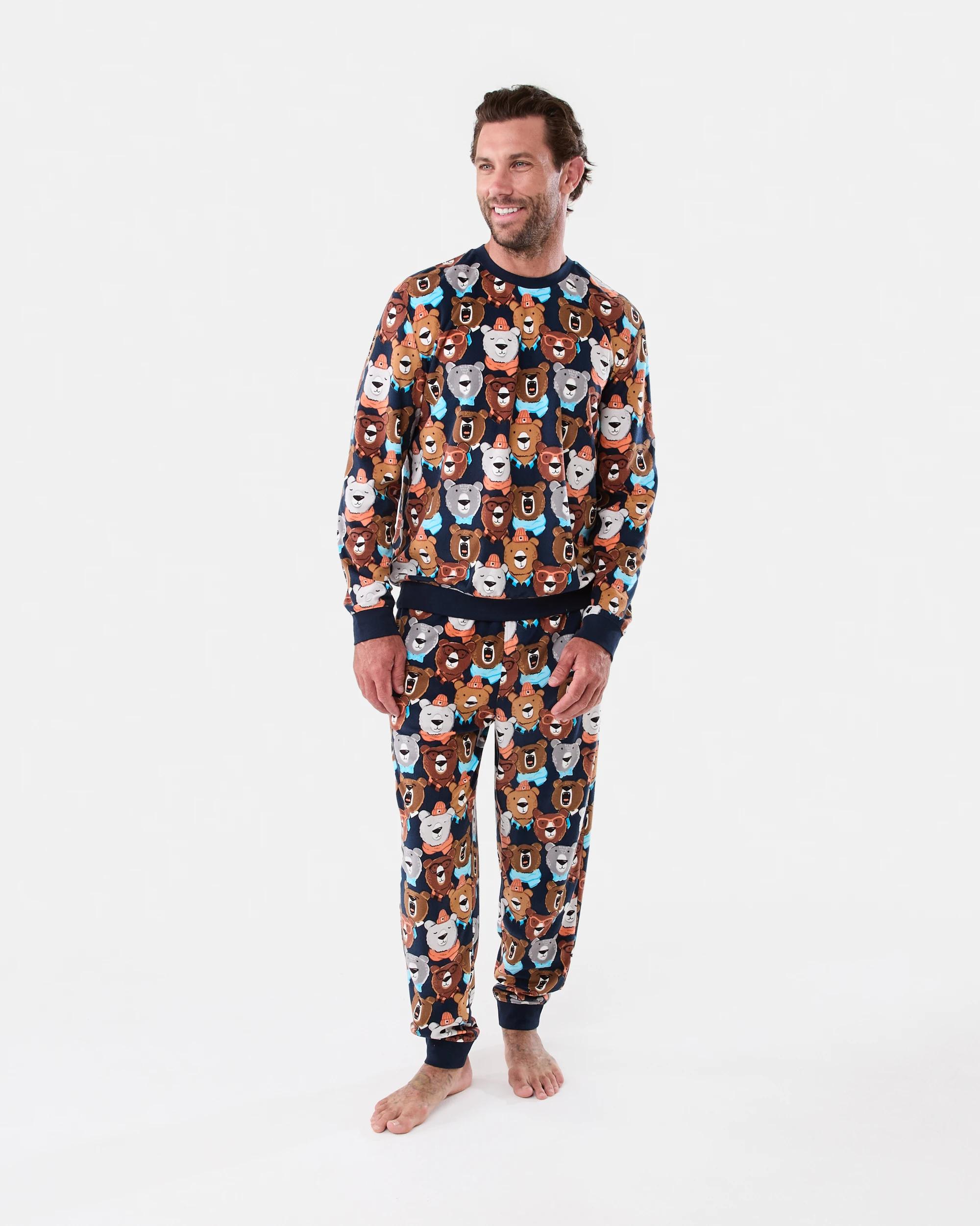 1 Long Sleeve Matching Jogger Pyjama Set Nvy Bears, 1 of 7