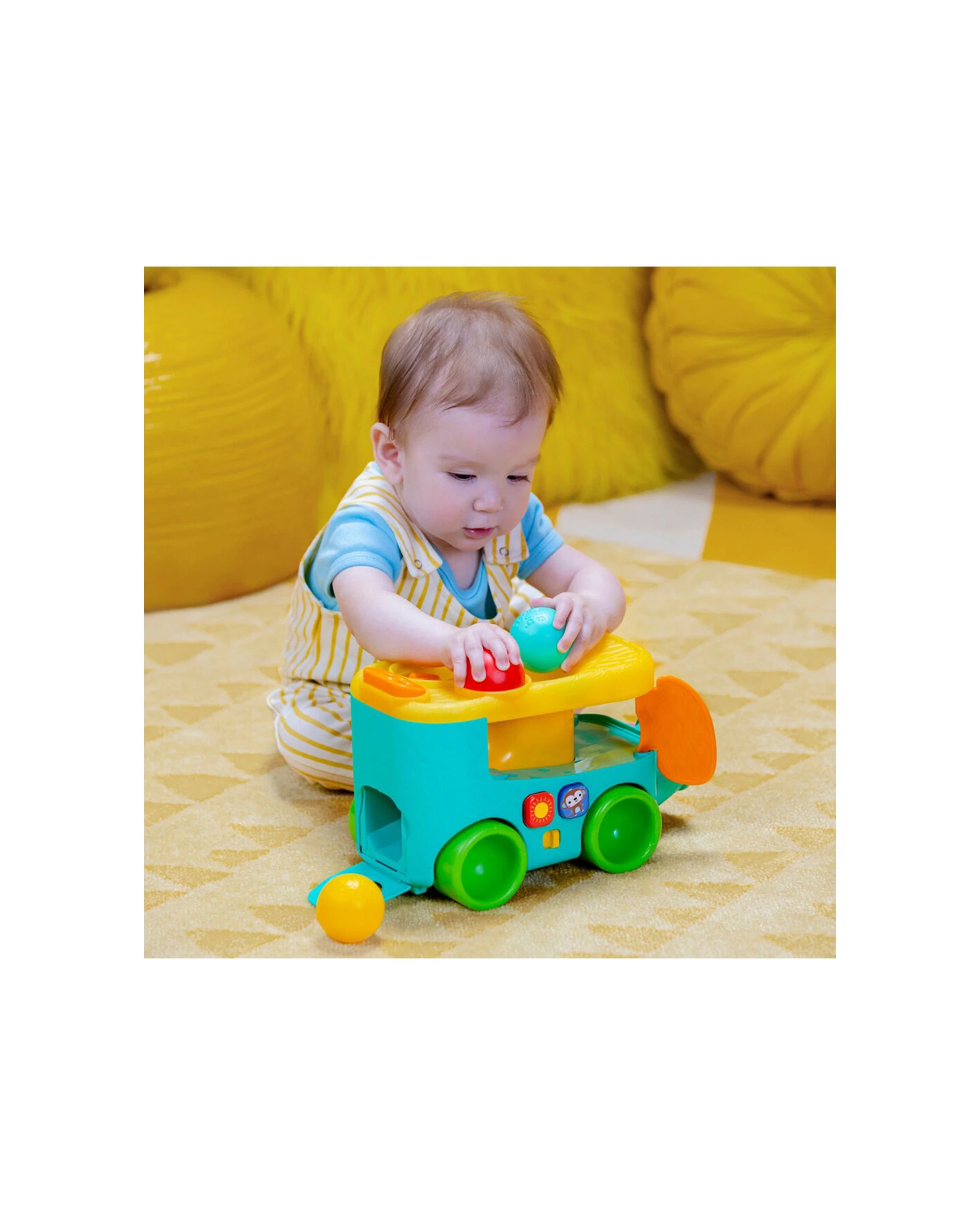 6 Bright Starts Pop And Roll Safari Bus Ball Toy Lights And Sounds 6 Months - Multi, 6 of 7