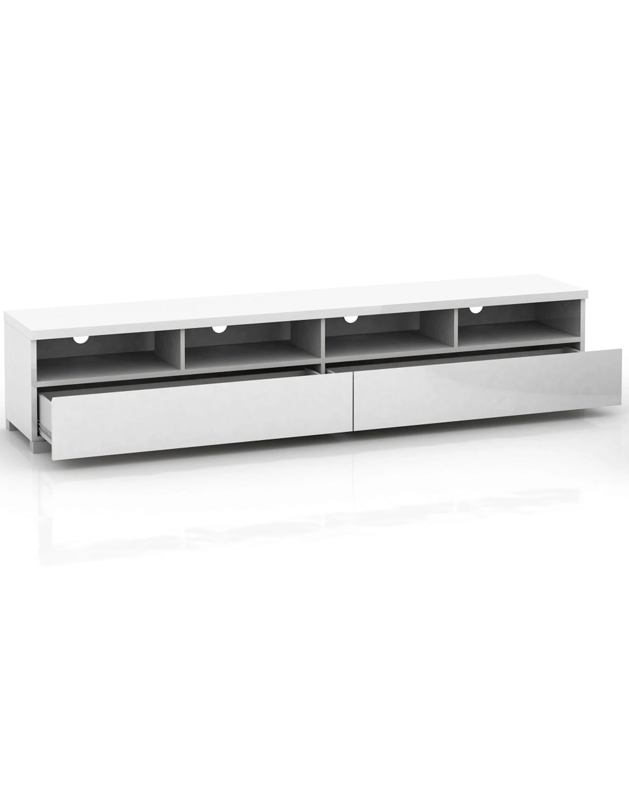 4 Alpine Bay Elara 2 Drawer Entertainment Unit 4 Compartments Storage - White, 4 of 7