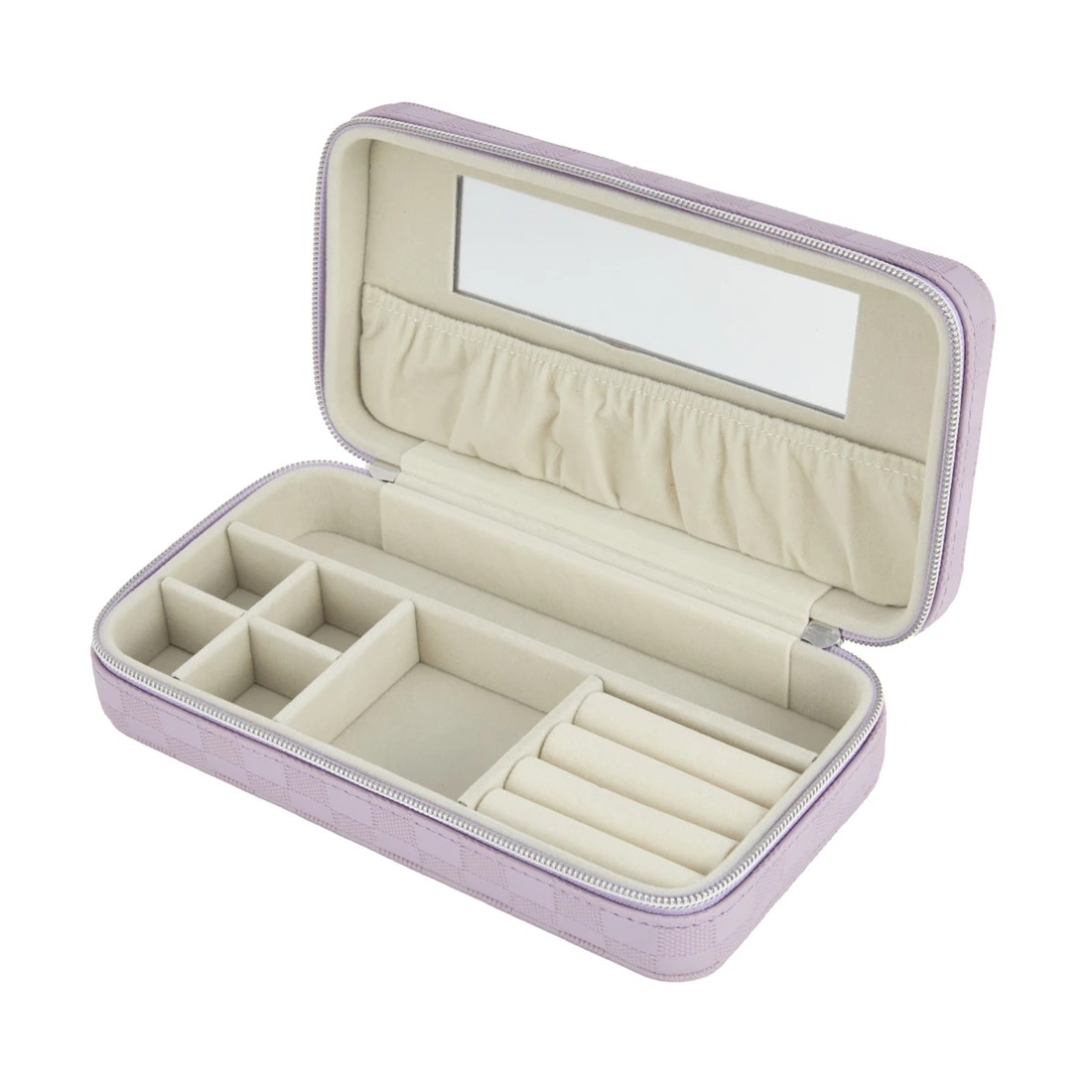 5 Lilac Check Large Zip Jewellery Case, 5 of 9