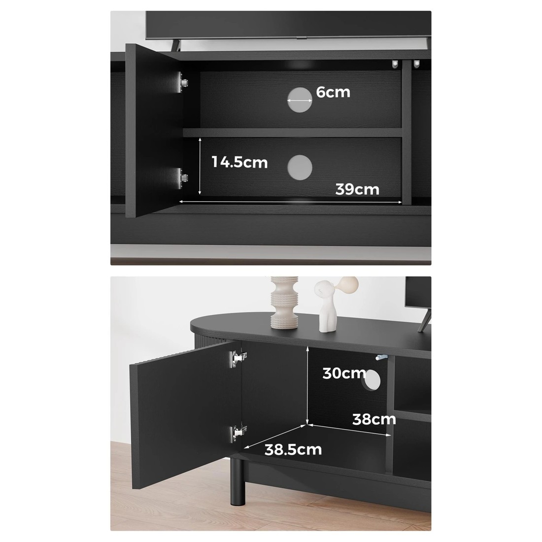 8 Alfordson TV Cabinet Entertainment Unit Stand 160cm Storage Shelf - Black, 8 of 10