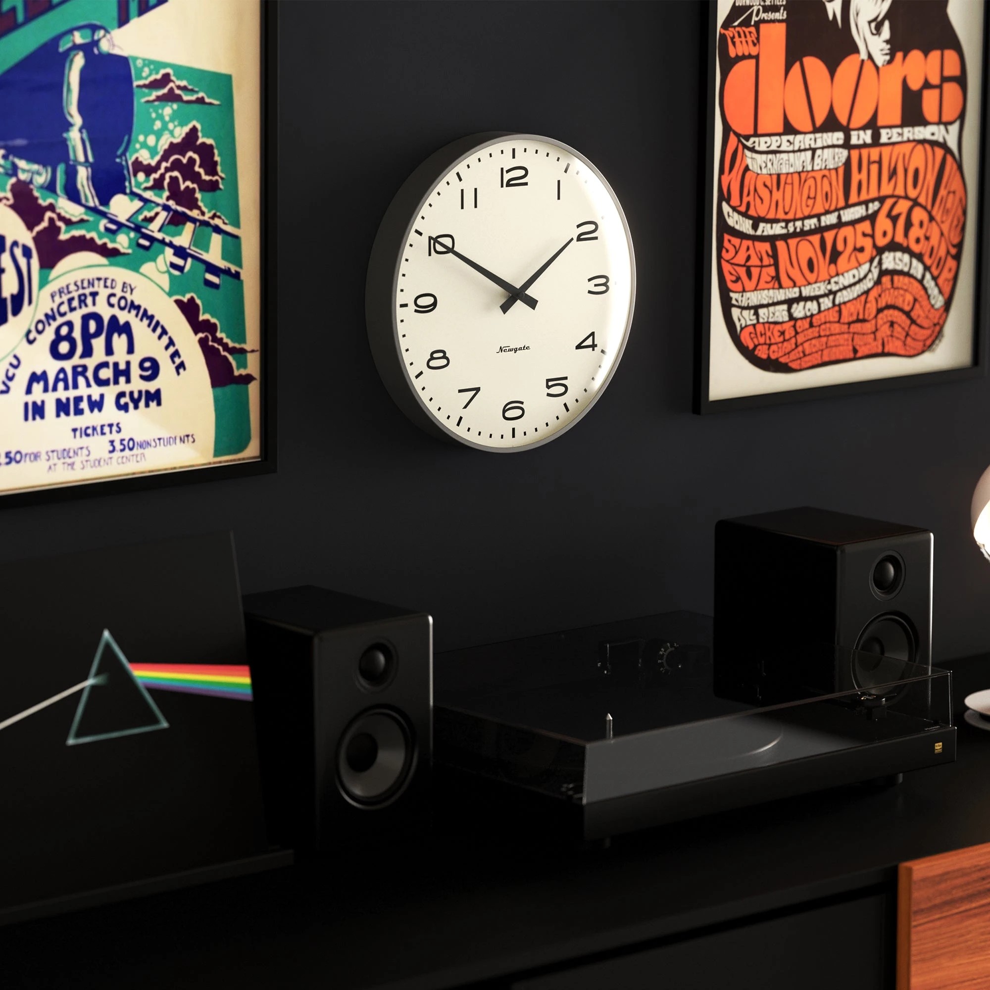 4 Newgate Radio City Wall Clock Black Arabic Dial - Matte Blizzard Grey - Grey, 4 of 5