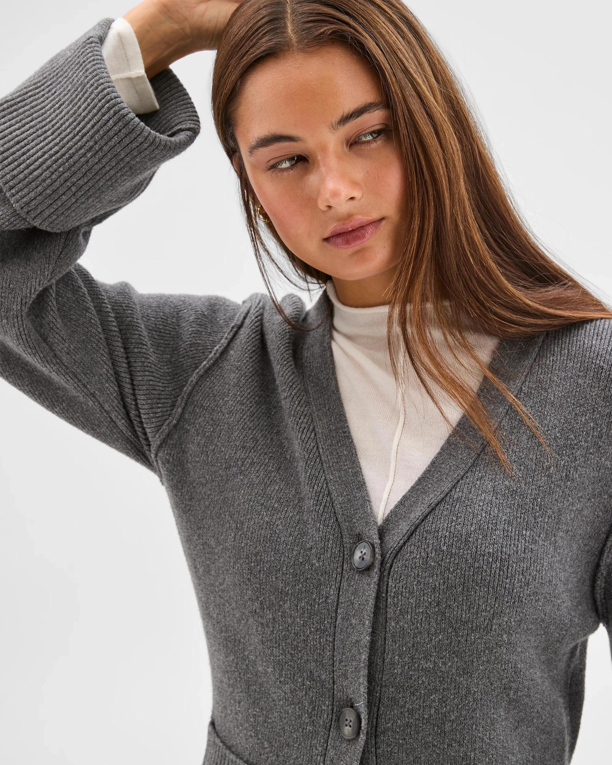 6 Lily Loves Australian Cotton Blend Longline Cardigan CHARCOAL, 6 of 7