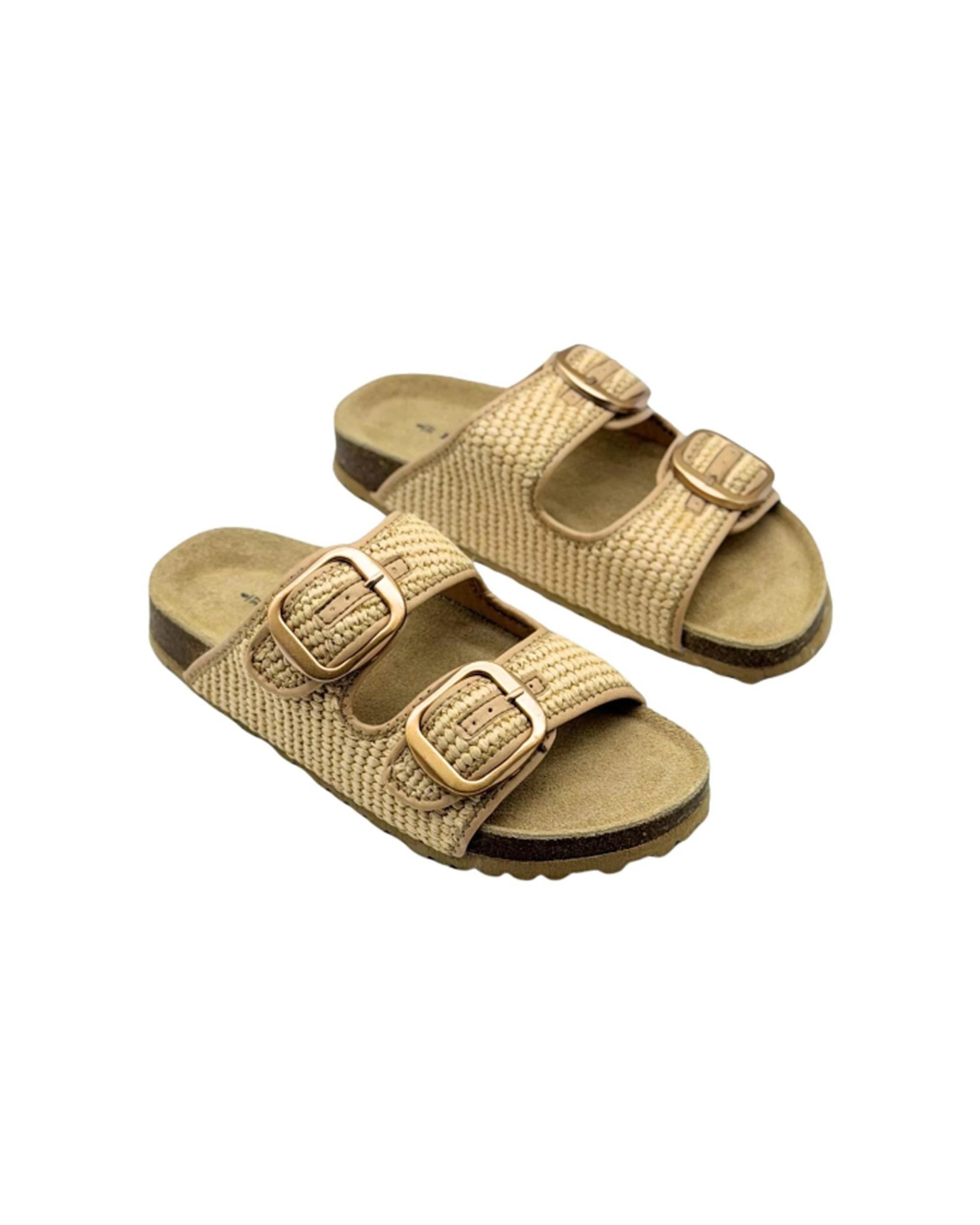 2 Human Shoes Cammy Raffia Sandals Buckle Moulded Footbed Natural NATURAL, 2 of 5