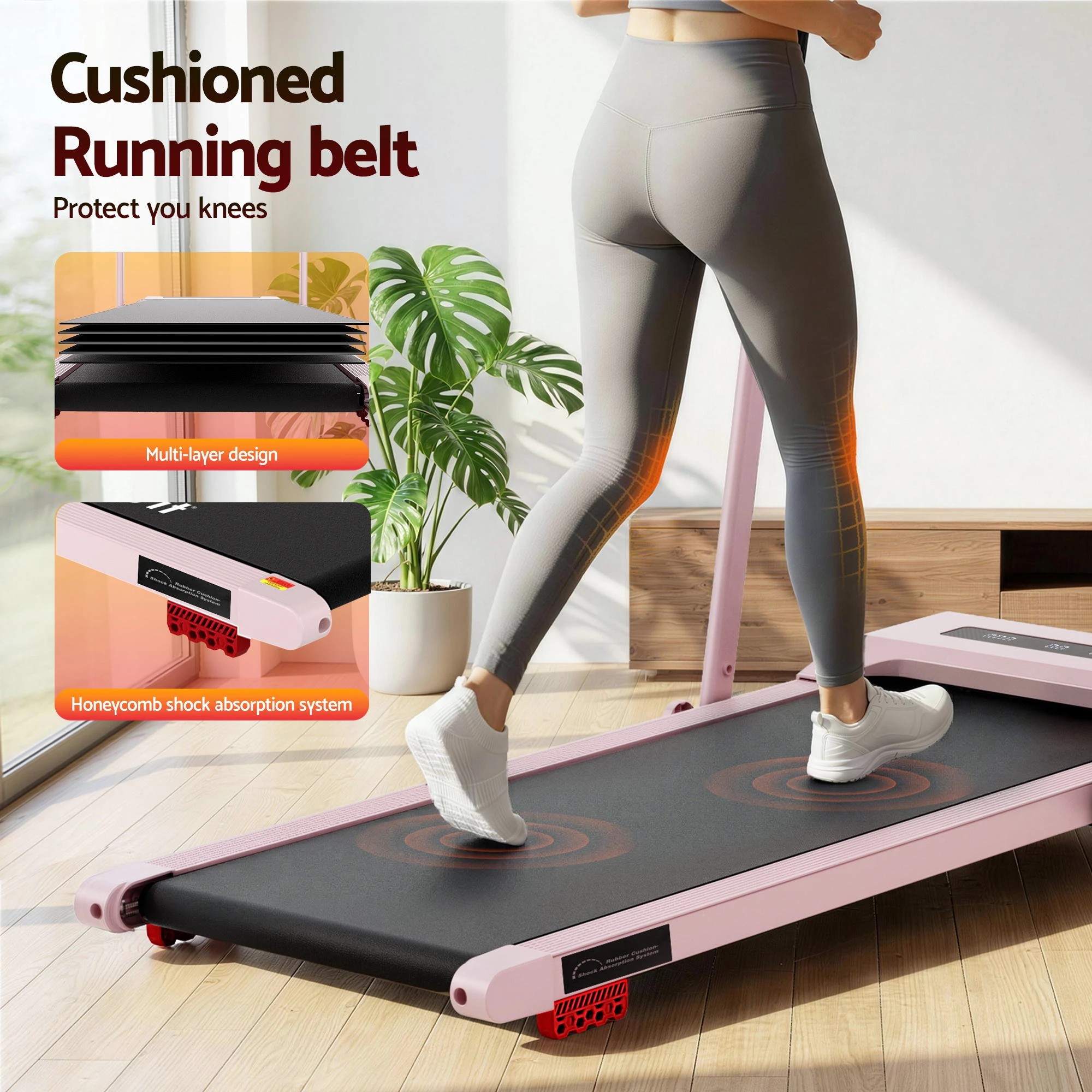 9 Everfit Treadmill Electric Walking Pad Incline Under Desk 380mm - Pink, 9 of 10