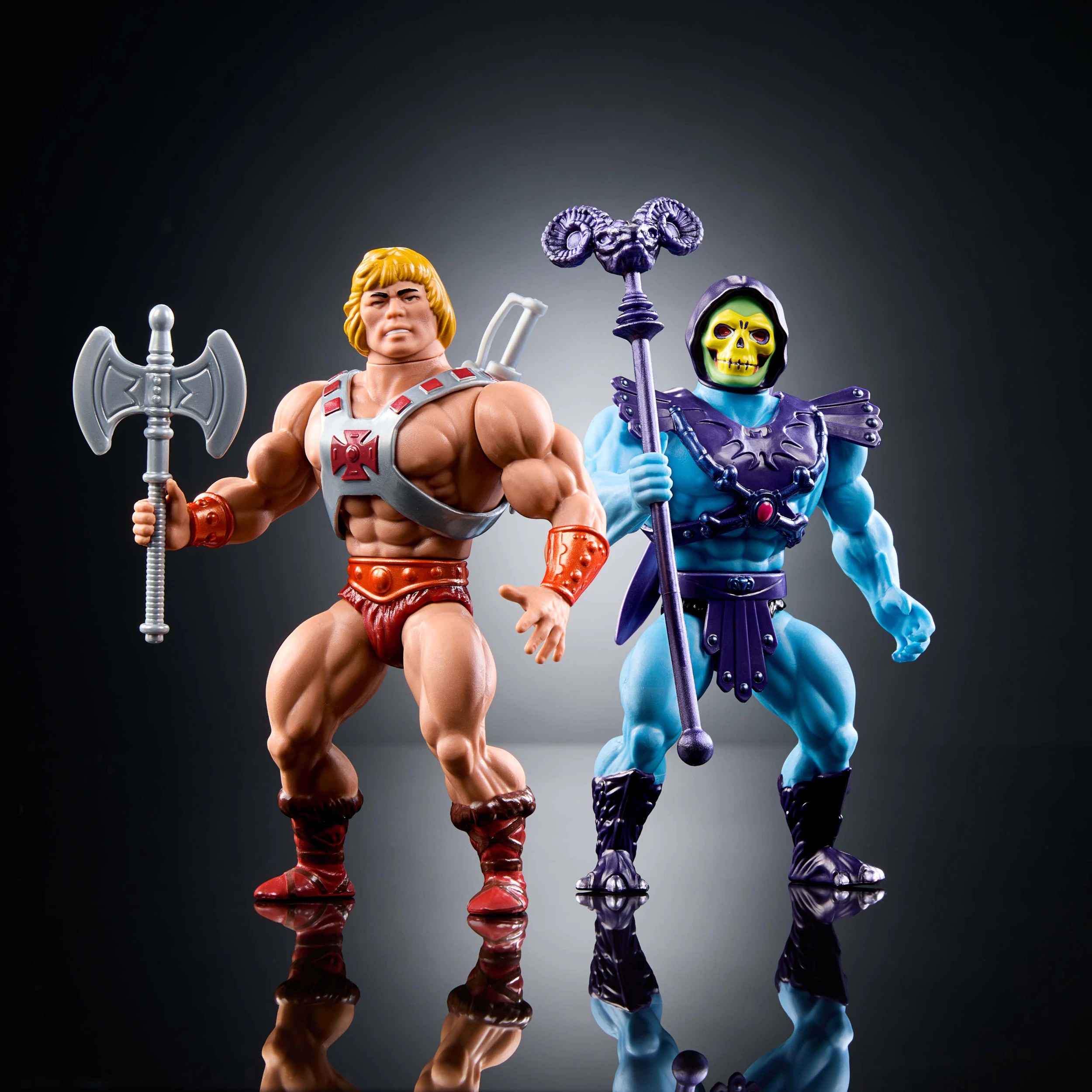 4 2 Pack Masters of the Universe Origins Retro Mattel 80th Anniversary Punching He-Man and Skeletor, 4 of 6