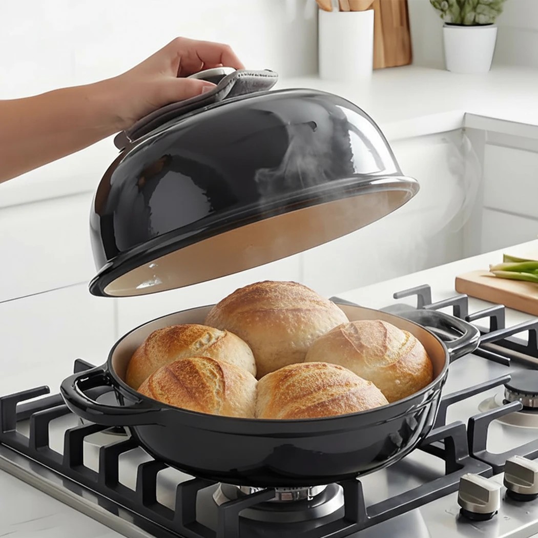 7 TOQUE Cast Iron Bread Pot,Black,Diameter 24, 7 of 8