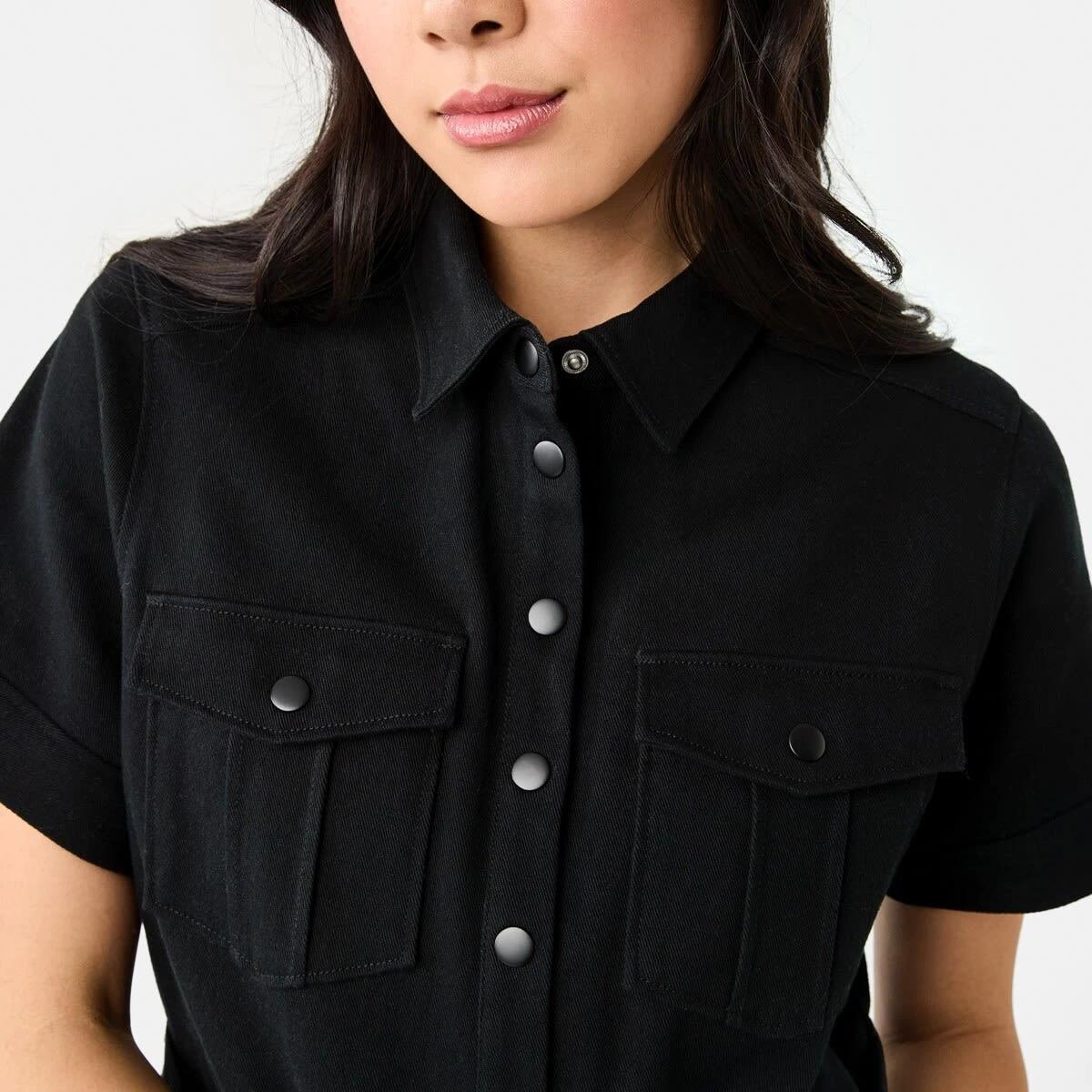 6 Short Sleeve Belted Playsuit BLACK, 6 of 11