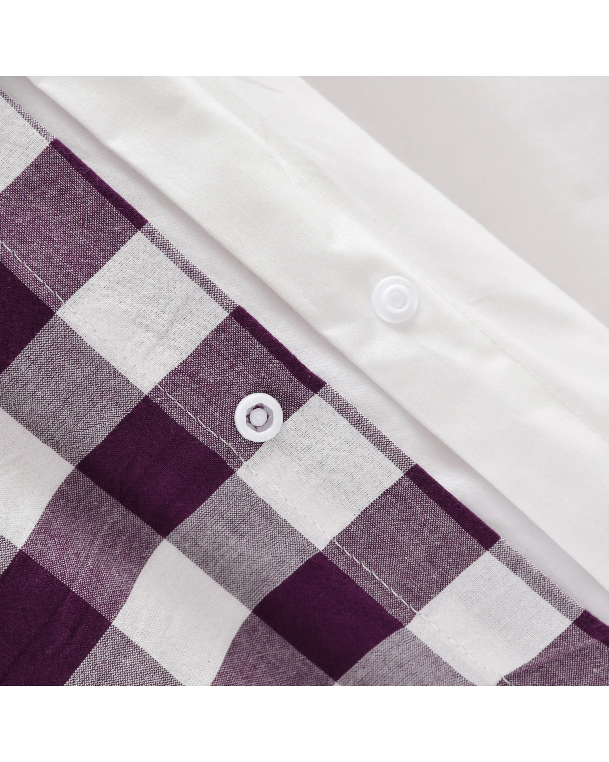 4 Dreamaker Lola Yarn Dyed Washed Cotton Gingham Quilt Cover Set - King Single Bed - Plum, 4 of 6