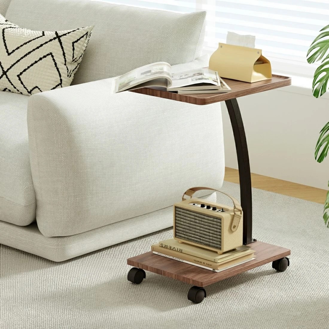 5 Artiss Coffee Table C Shaped - Brown, 5 of 5