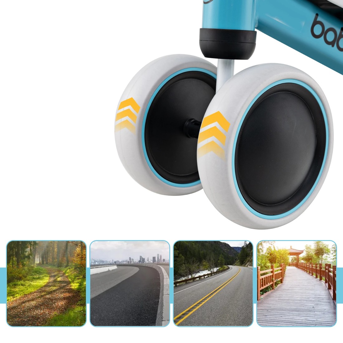 2 Costway 4 Wheels Kids Balance Bike Ride On Toy - Blue, 2 of 5