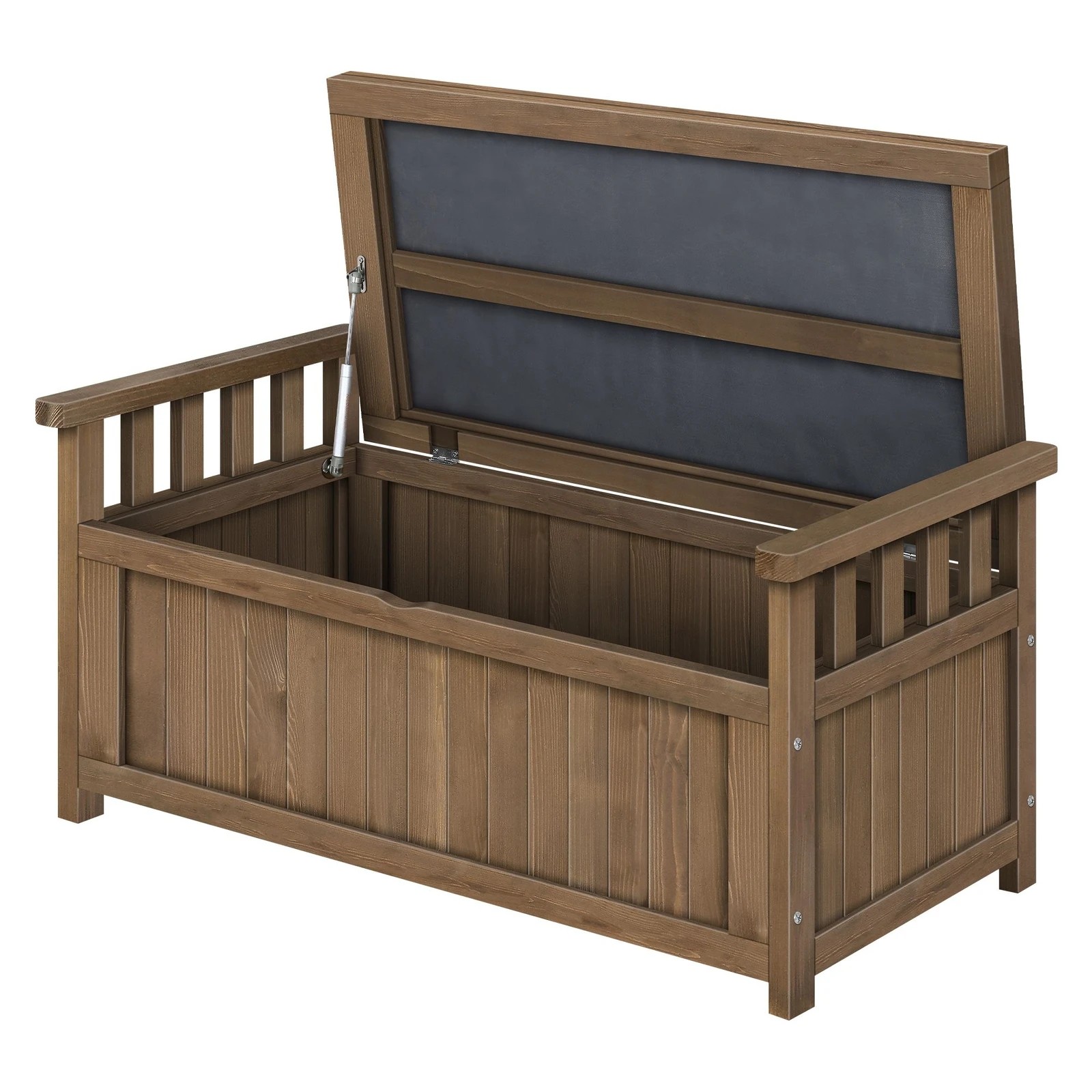 3 Alfordson Outdoor Storage Box Garden Bench Wooden Ottoman Patio Furniture - Brown, 3 of 9