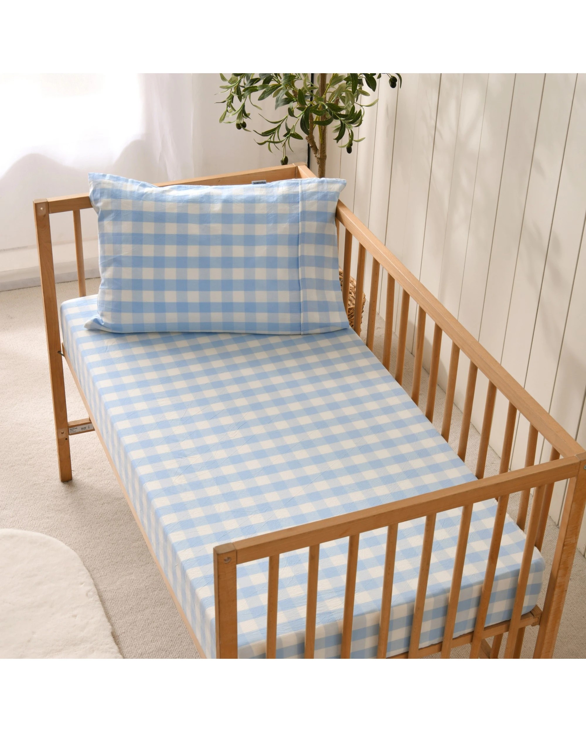 5 Dreamaker Baby Lola Washed Cotton Yarn Dyed Gingham Combo Set - COT Size - Sky, 5 of 7