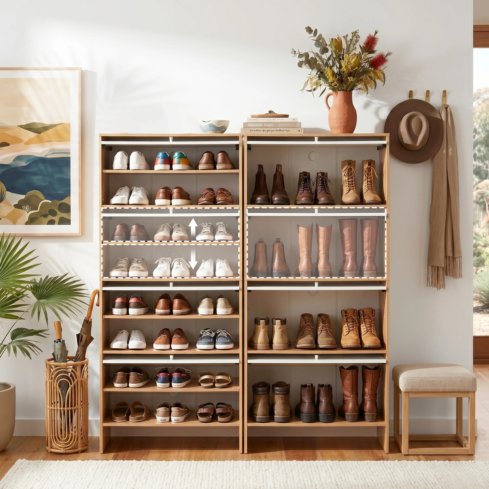 6 Artiss Narrow Shoe Cabinet Adjustable Shelves Flip-up Door 24 Pairs - Multi, 6 of 9
