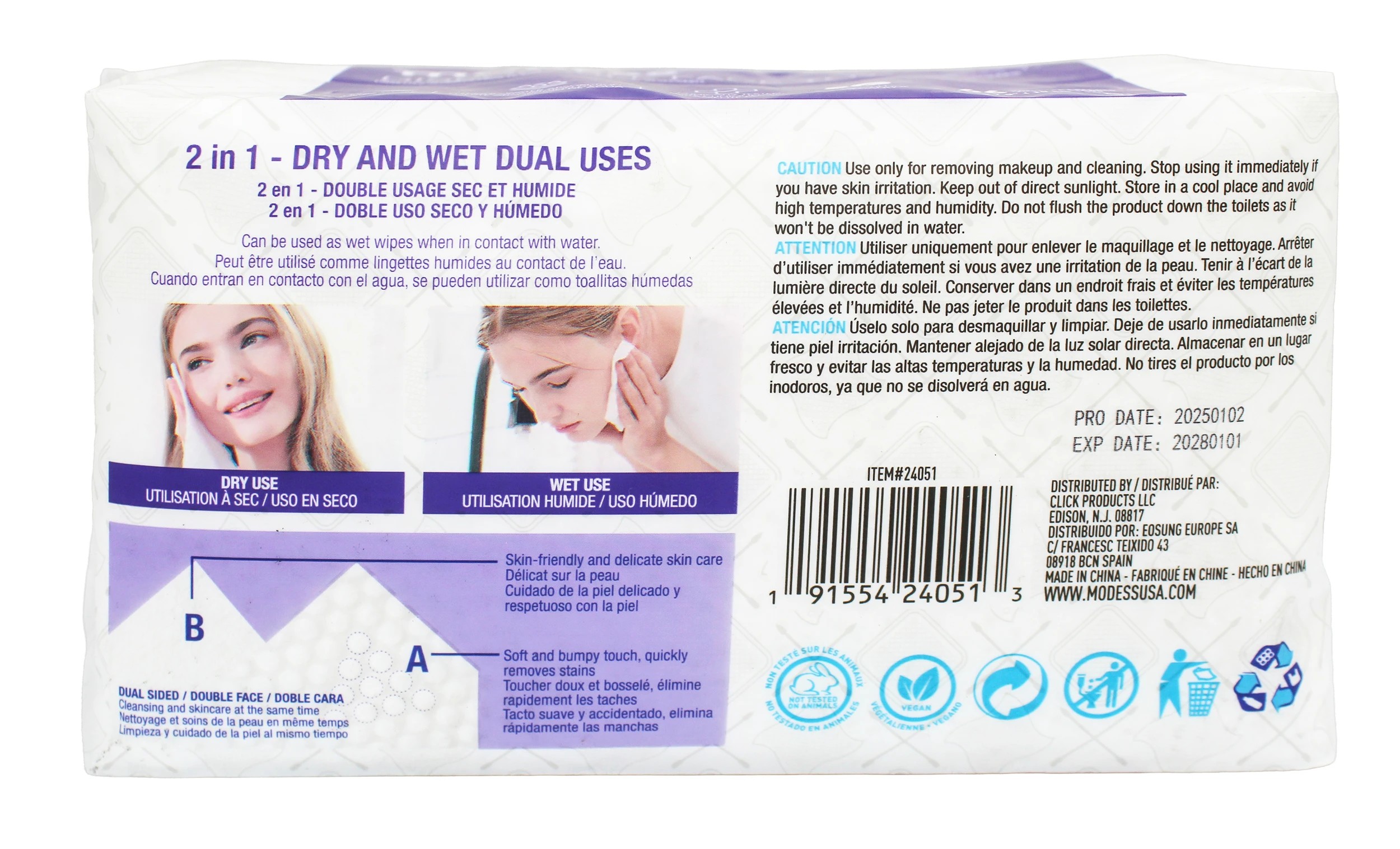 2 66 Pack Modess Disposable Dry Face Towels, 2 of 3