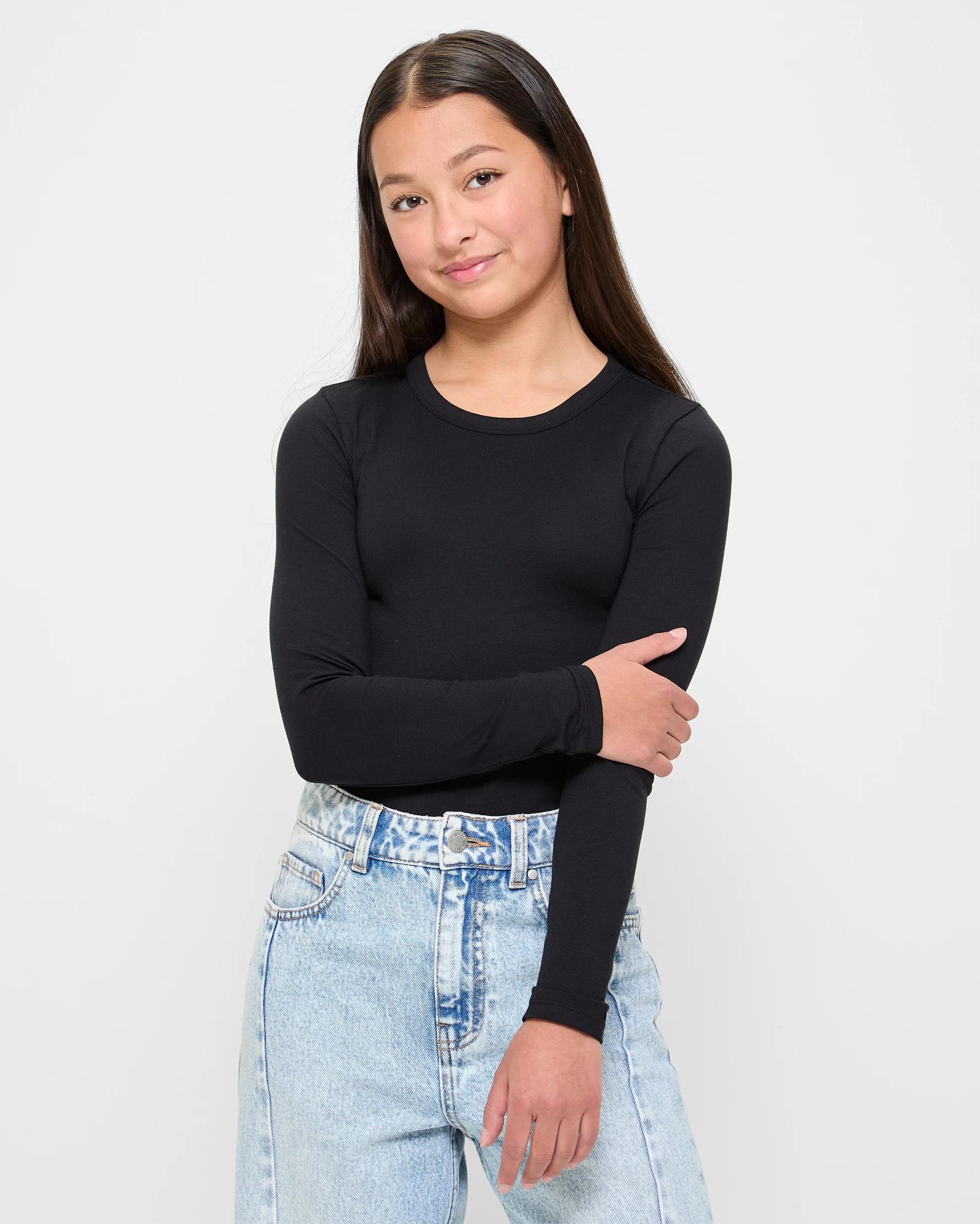 1 Target Kids Australian Cotton Long Sleeve Top BLACK, 1 of 7