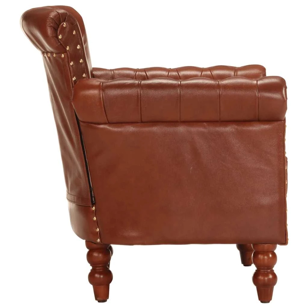 2 vidaXL Chair Leather - Brown, 2 of 8