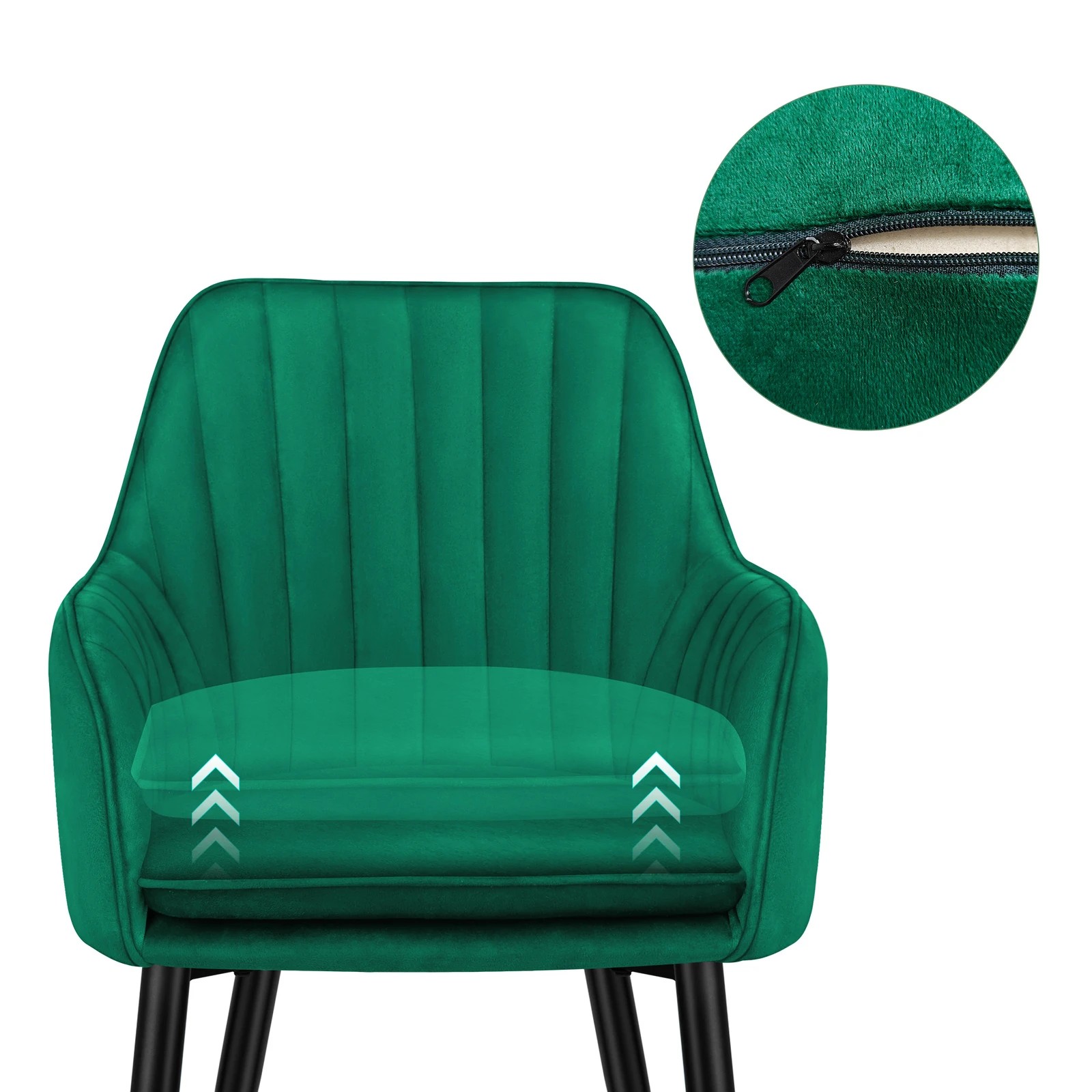 5 Alfordson 4x Dining Chair Armchair Kitchen Lounge Padded Seat Sofa Velvet - Green, 5 of 10