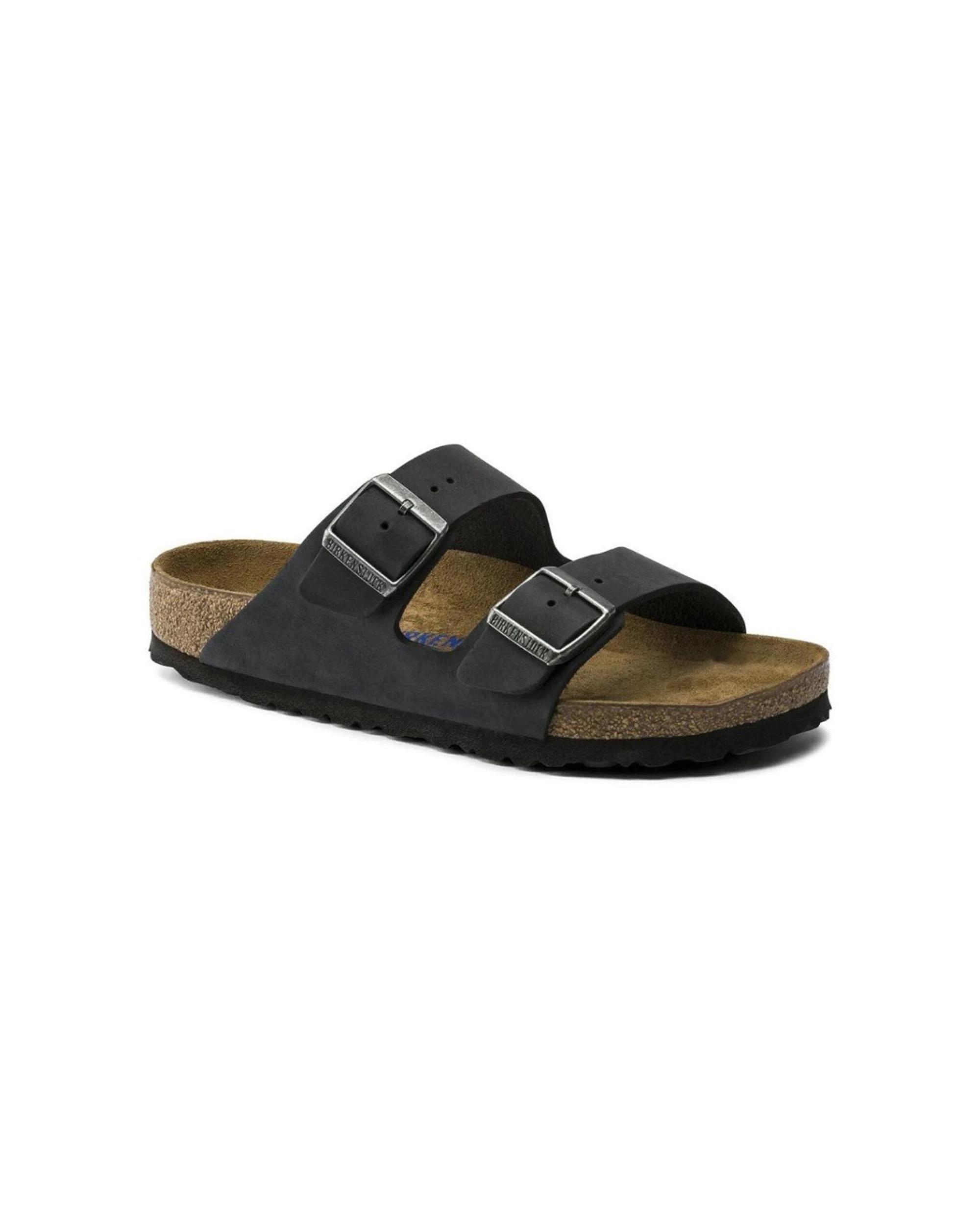 2 Birkenstock Arizona Oiled Leather Soft Footbed Sandals Regular BLACK, 2 of 7