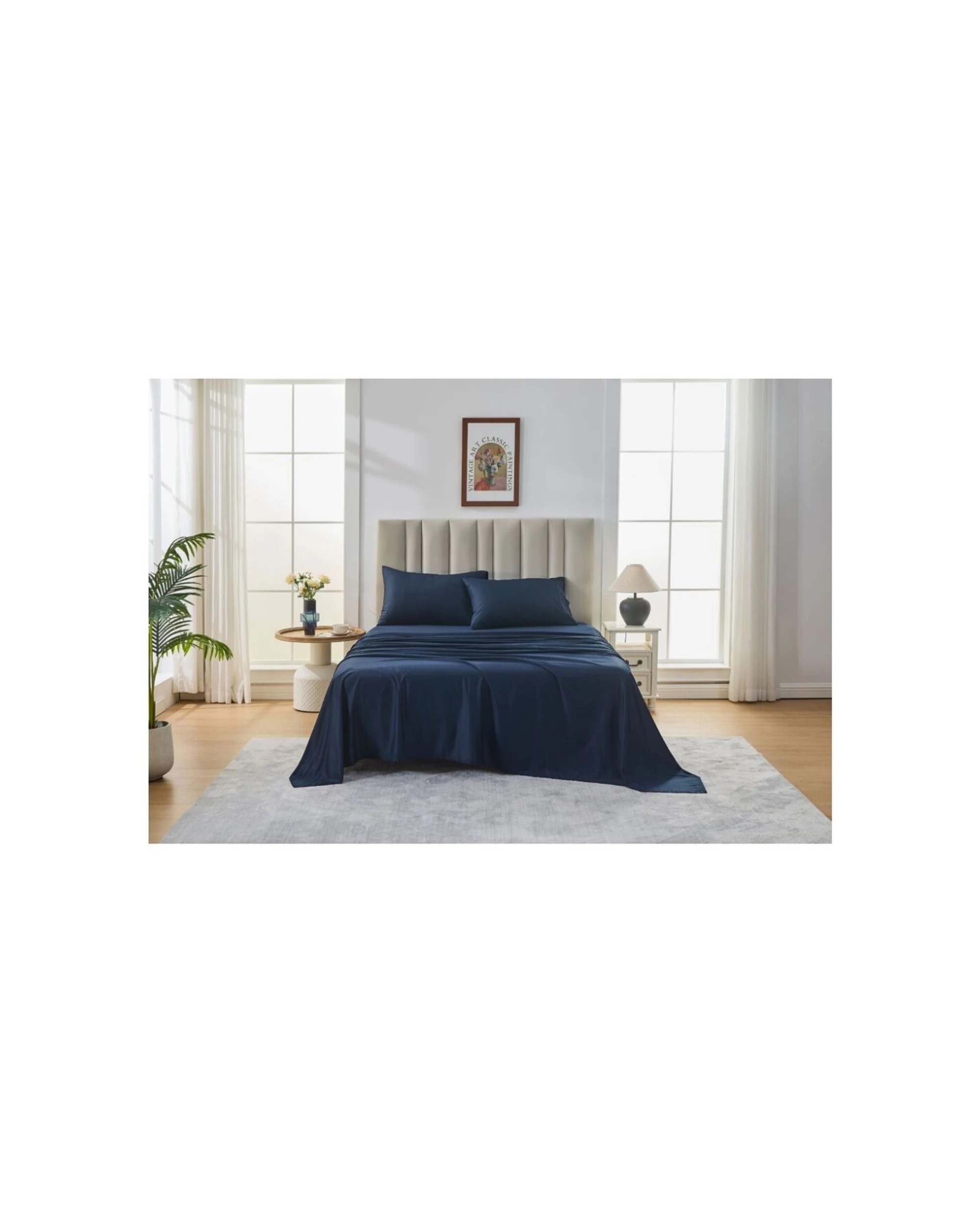 4 Grosvenor House 500TC Egyptian Cotton Flat Bed Bedding Sheet - Single Bed - Blue, 4 of 4