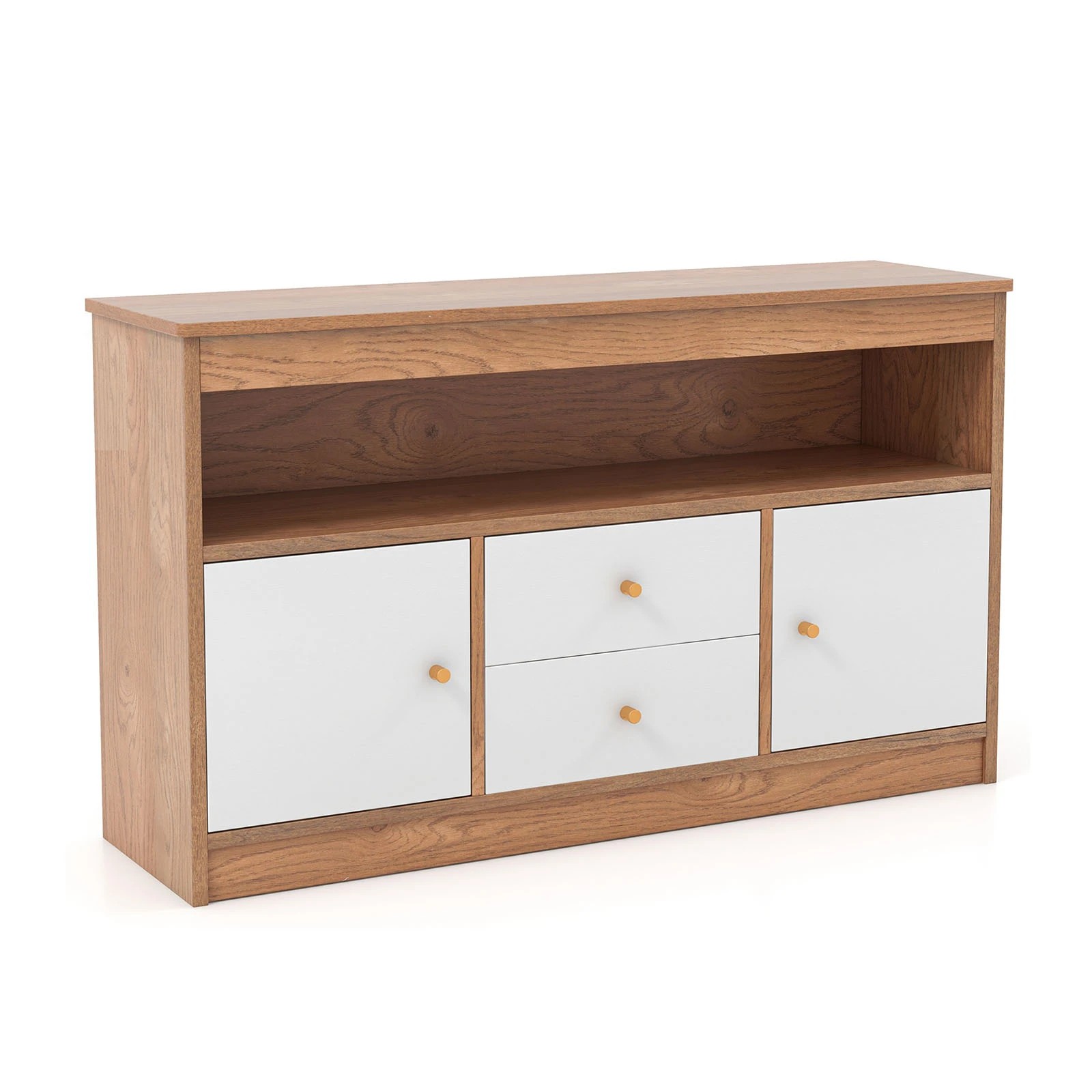 1 Costway Chest of 2 Drawers Dresser Wide Storage Cabinet - Natural, 1 of 2